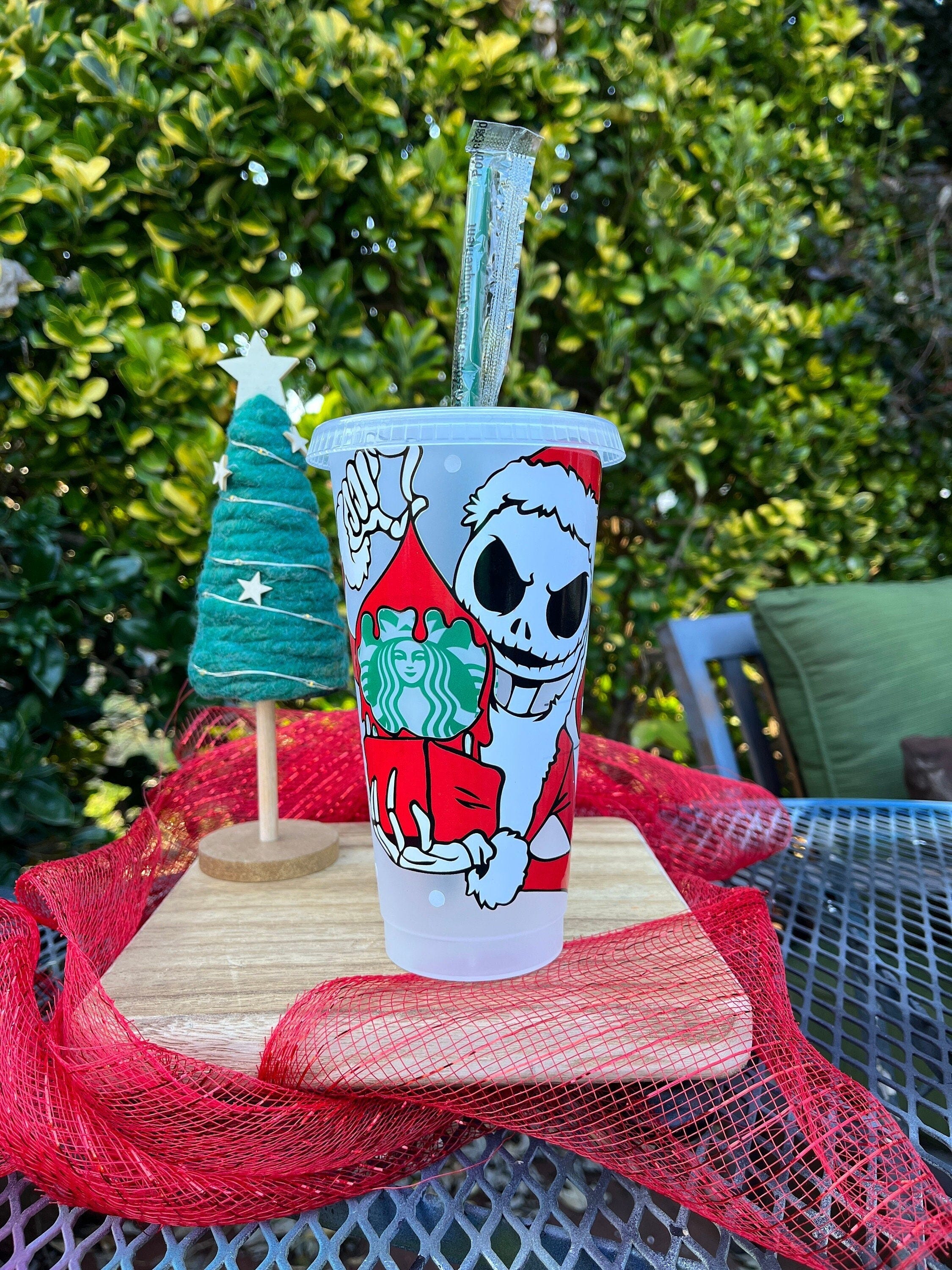 Christmas Starbucks Cold Cup, Jack design, Christmas Cup, Reusable 24 oz Cold Beverage Cup, Christmas Gift Idea, Holiday cup
