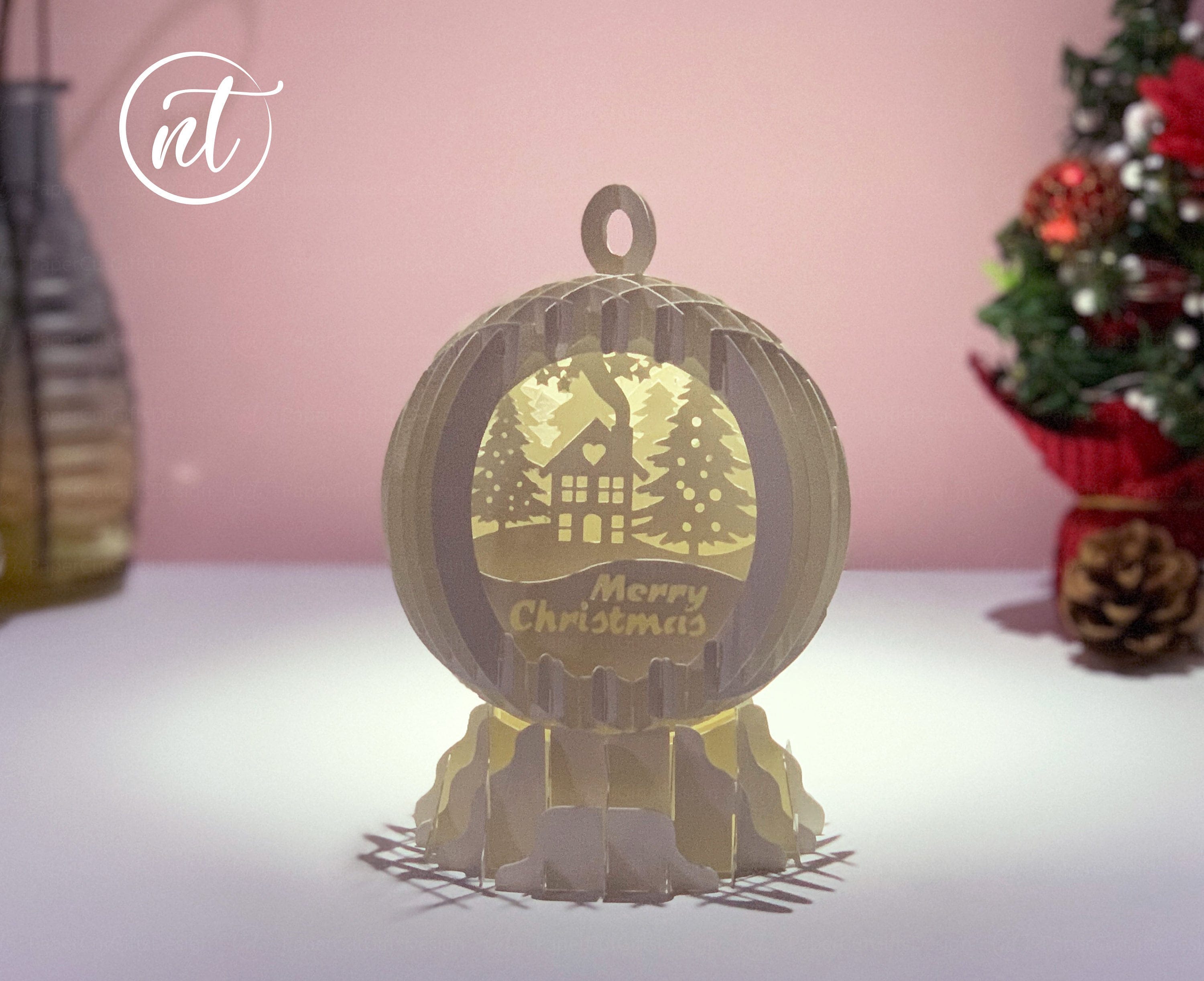 Sphere Popup mini Christmas 1 - Merry Christmas Sphere Popup 3D - Cute Christmas Paper Cut Decoration - Xmas Pop-up Card 3D