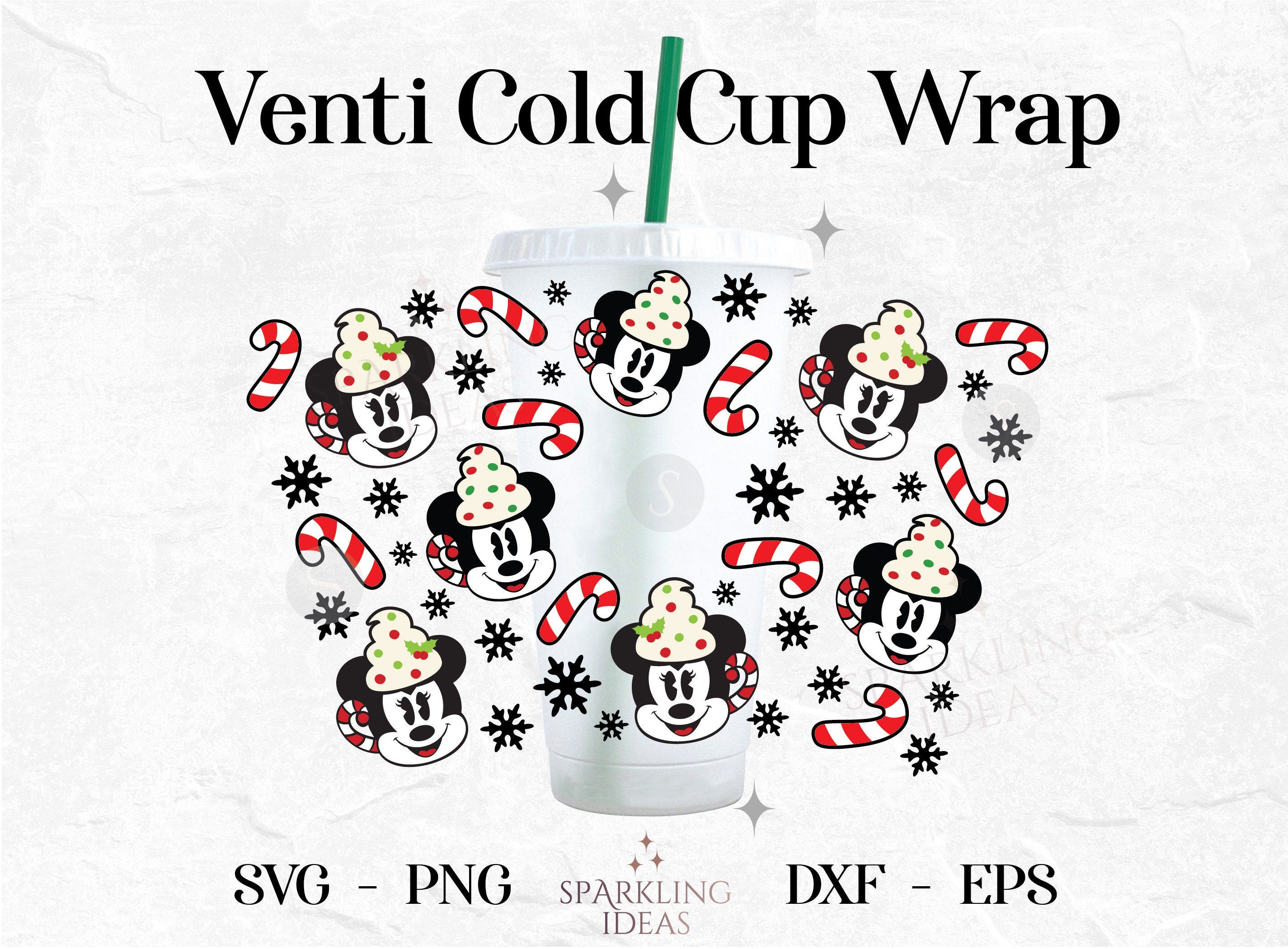 Mouse Ears Hot Cocoa Christmas Wrap Cold Cup 24oz SVG, Minnie Hot Drink Mug Cold Cup Svg, Holiday Christmas Wrap Svg, Mickey Hot Cocoa SVG