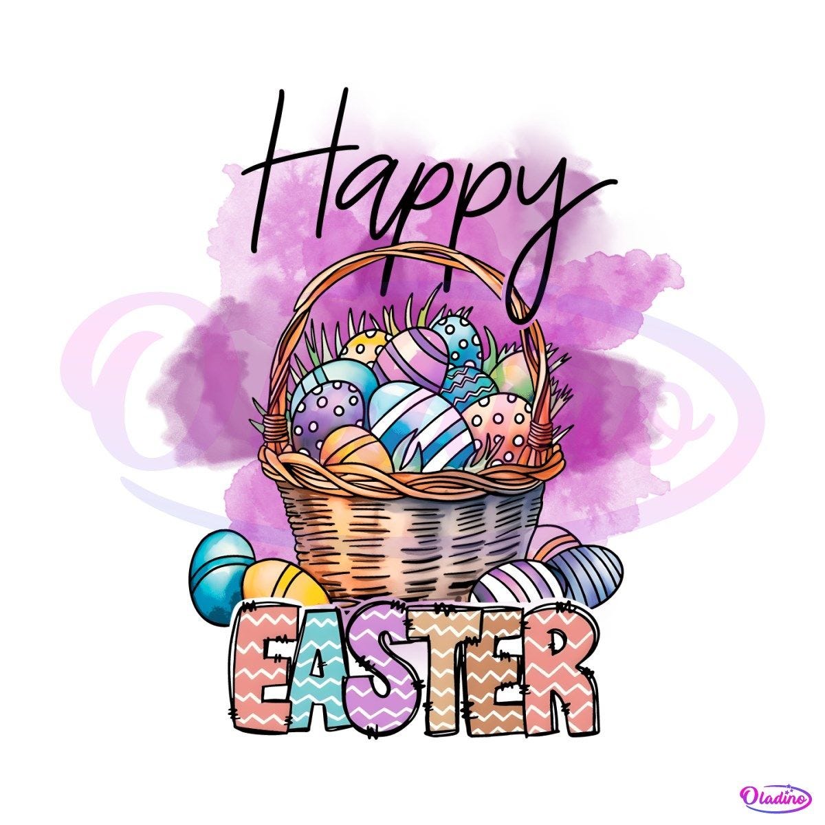 Happy Easter Eggs Basket PNG