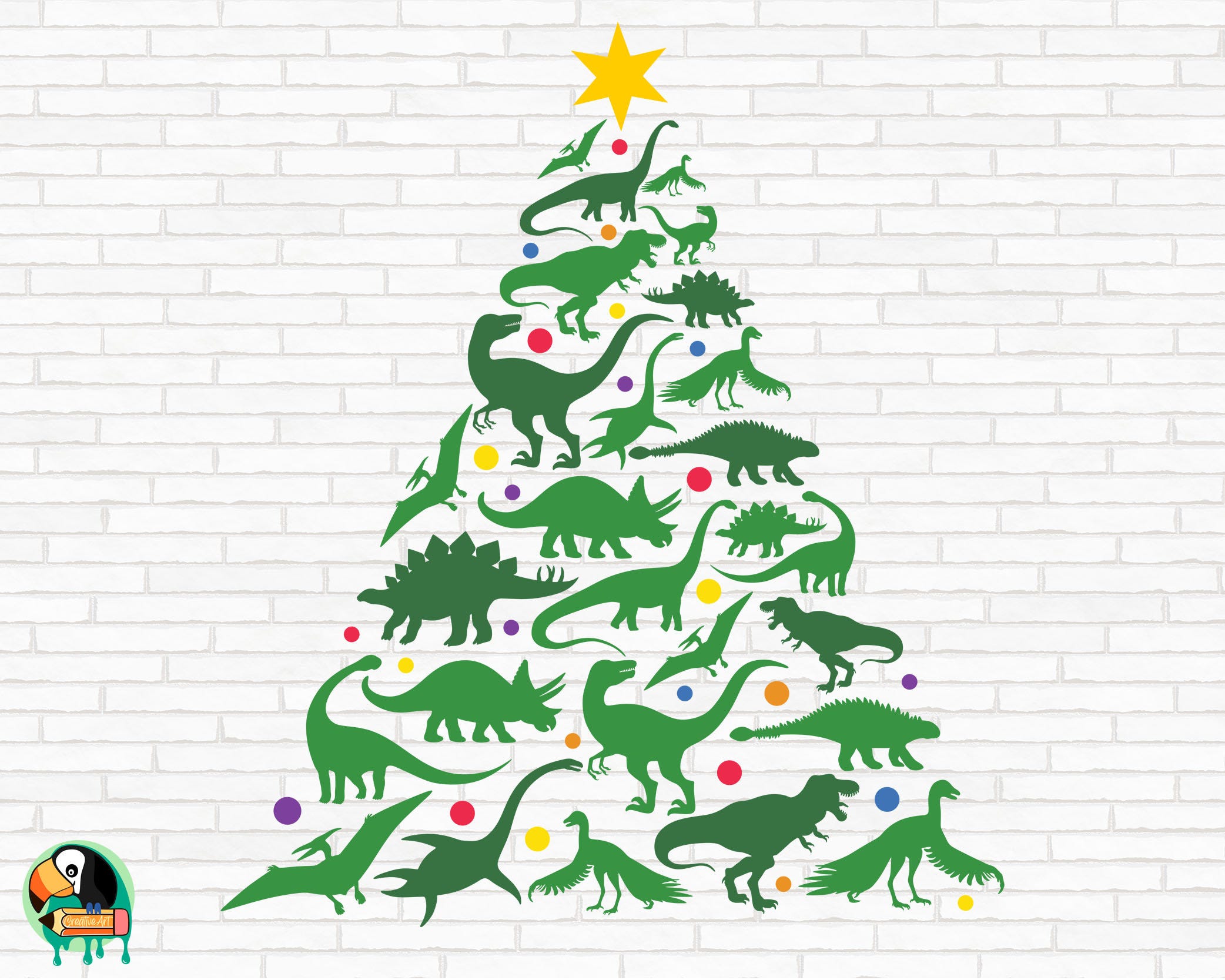 Christmas Tree Dinosaur SVG, Christmas svg, Christmas Dinosaur svg, Dino svg, Christmas Tree Cut Files, Cricut, Silhouette, Png, Eps, Dxf