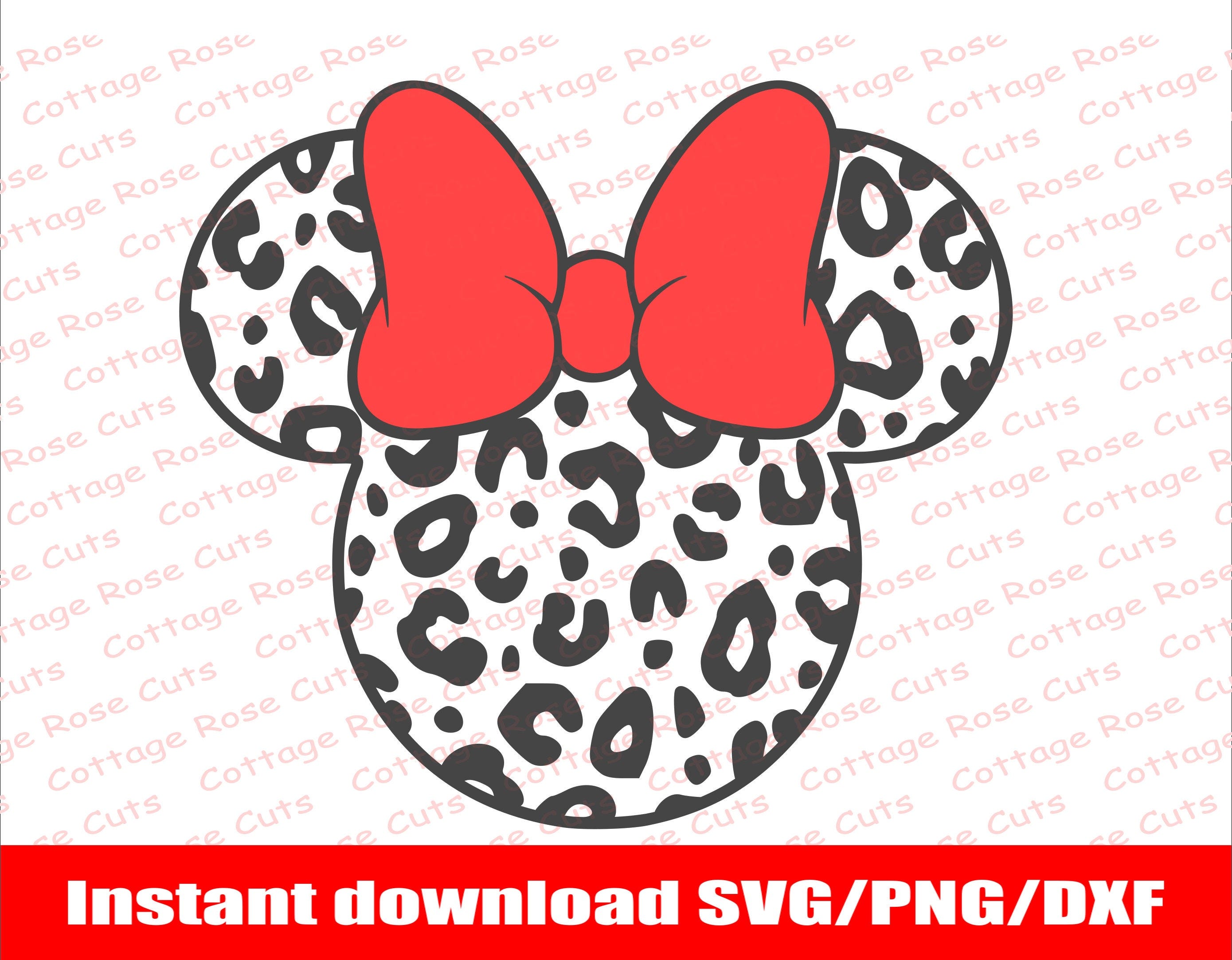 Leopard Minnie Mouse head SVG, Minnie Mouse SVG, Minnie Head Instant download for Cricut and Silhouette, digital cut file, Dxf, Png, Svg