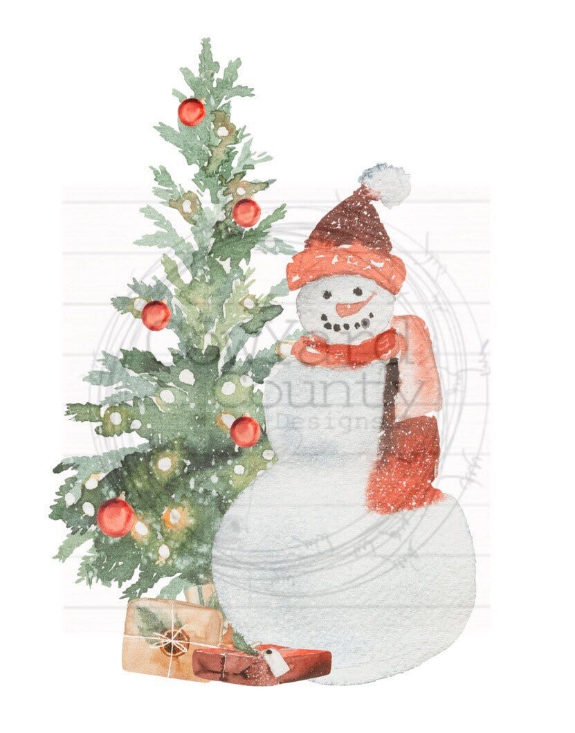 Rustic Snowman and Christmas Tree,  Christmas Sublimation, Snowman png, Christmas Designs, Rustic Christmas Designs. Sublimation Designs