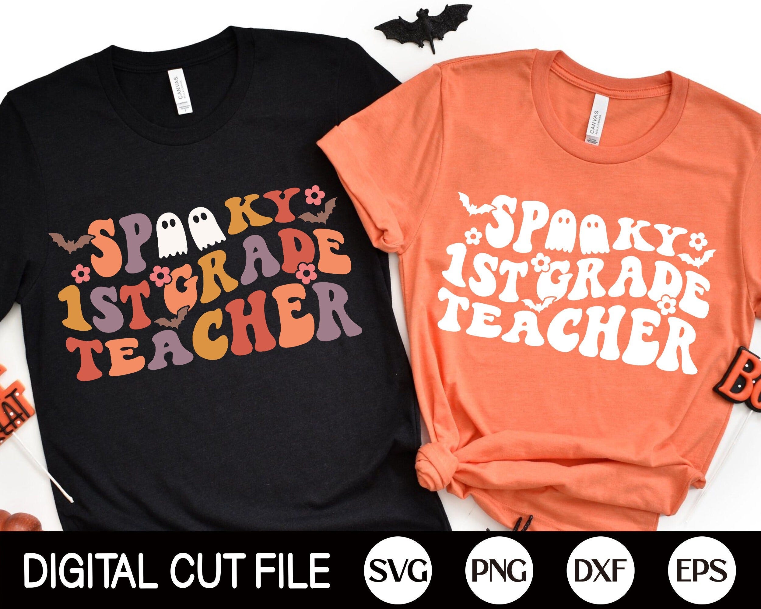 Spooky First Grade Teacher SVG, Halloween Svg, 1st Grade Svg, Spooky Teacher Png, Halloween Teacher Shirt, Svg Files For Cricut