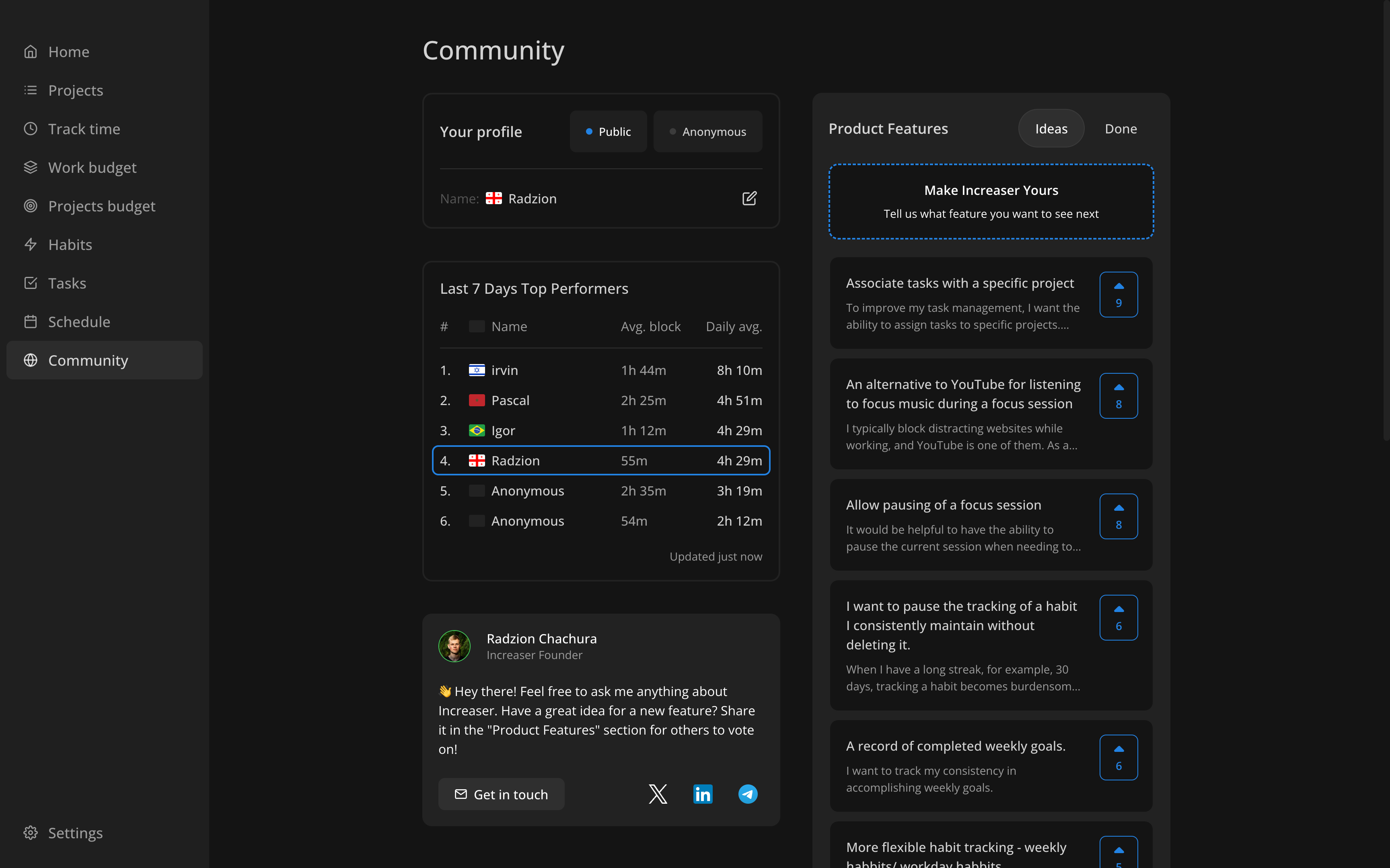 Community page