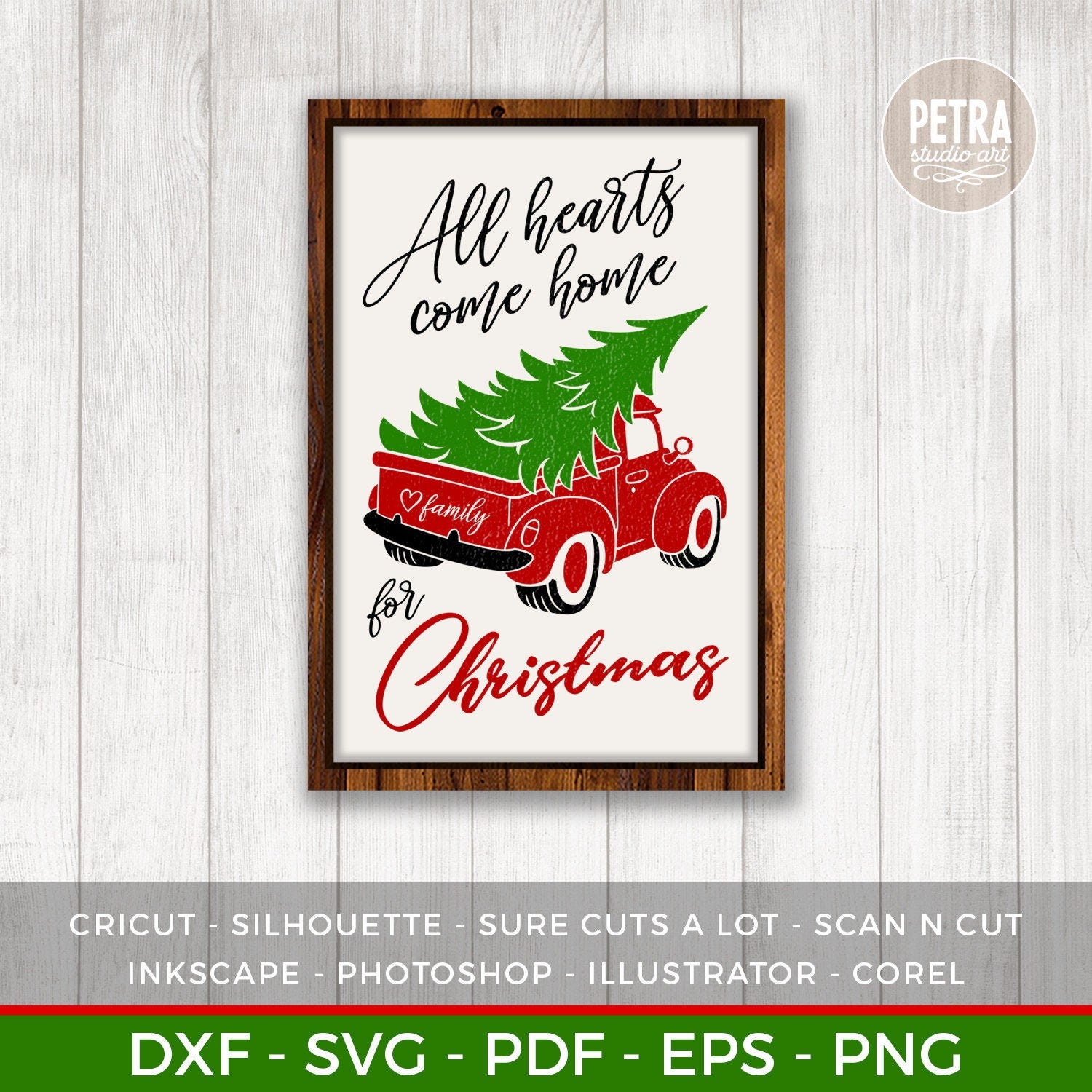 All Hearts Come Home For Christmas SVG Cut File. Great for Crafting Christmas Farmhouse Decorations.