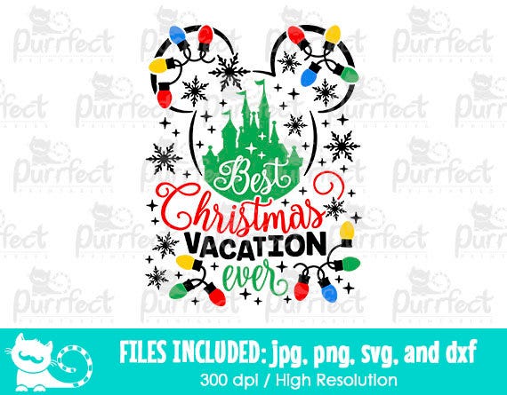 Best Christmas Vacation Ever SVG, Mouse Castle Family Holiday Trip, Digital Cut Files svg dxf jpeg png, Printable Clipart, Instant Download