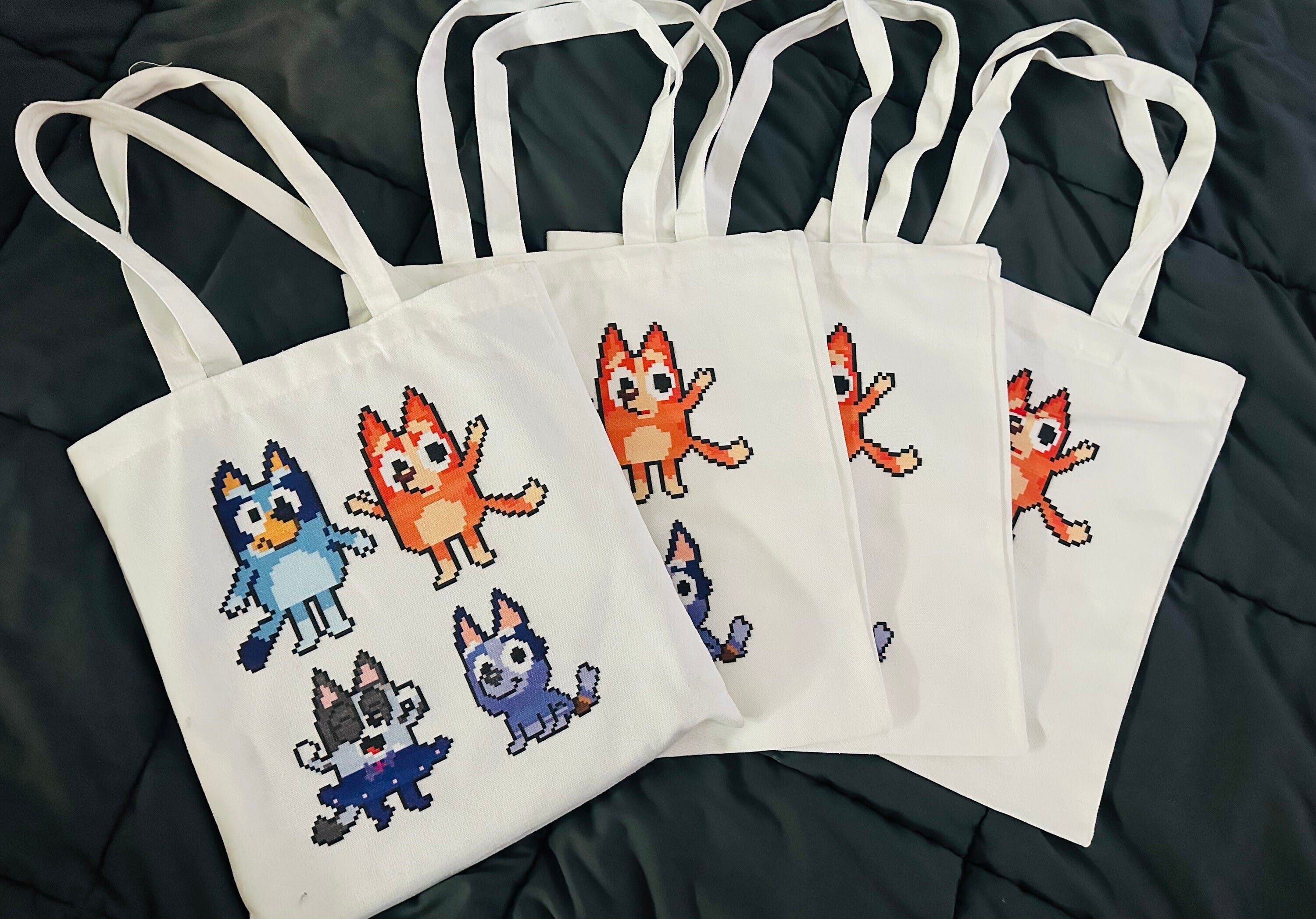 Pixel Art Bluey Girls Tote Bag