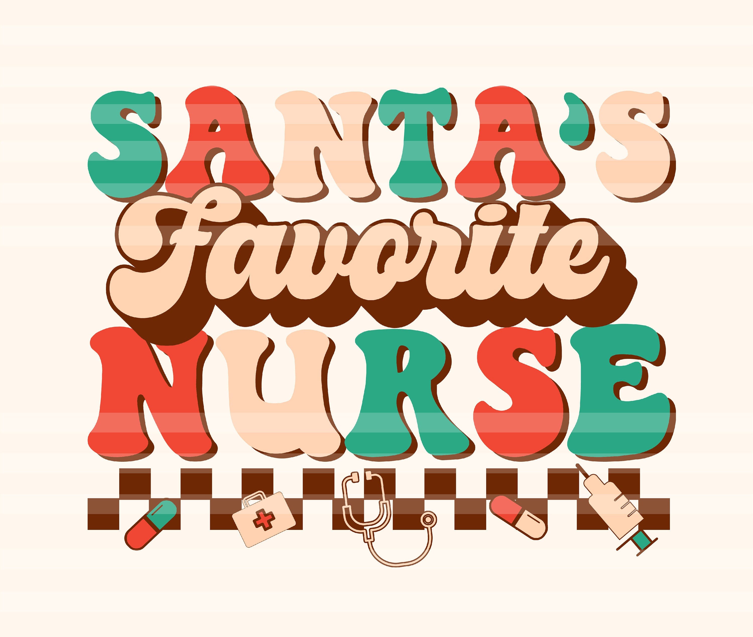 Christmas Nurse Svg, Nurse Svg, Christmas Quote Svg, Christmas T-Shirt Svg, Christmas Svg, Christmas Favorite Nurse Svg, Wavy Stacked Svg