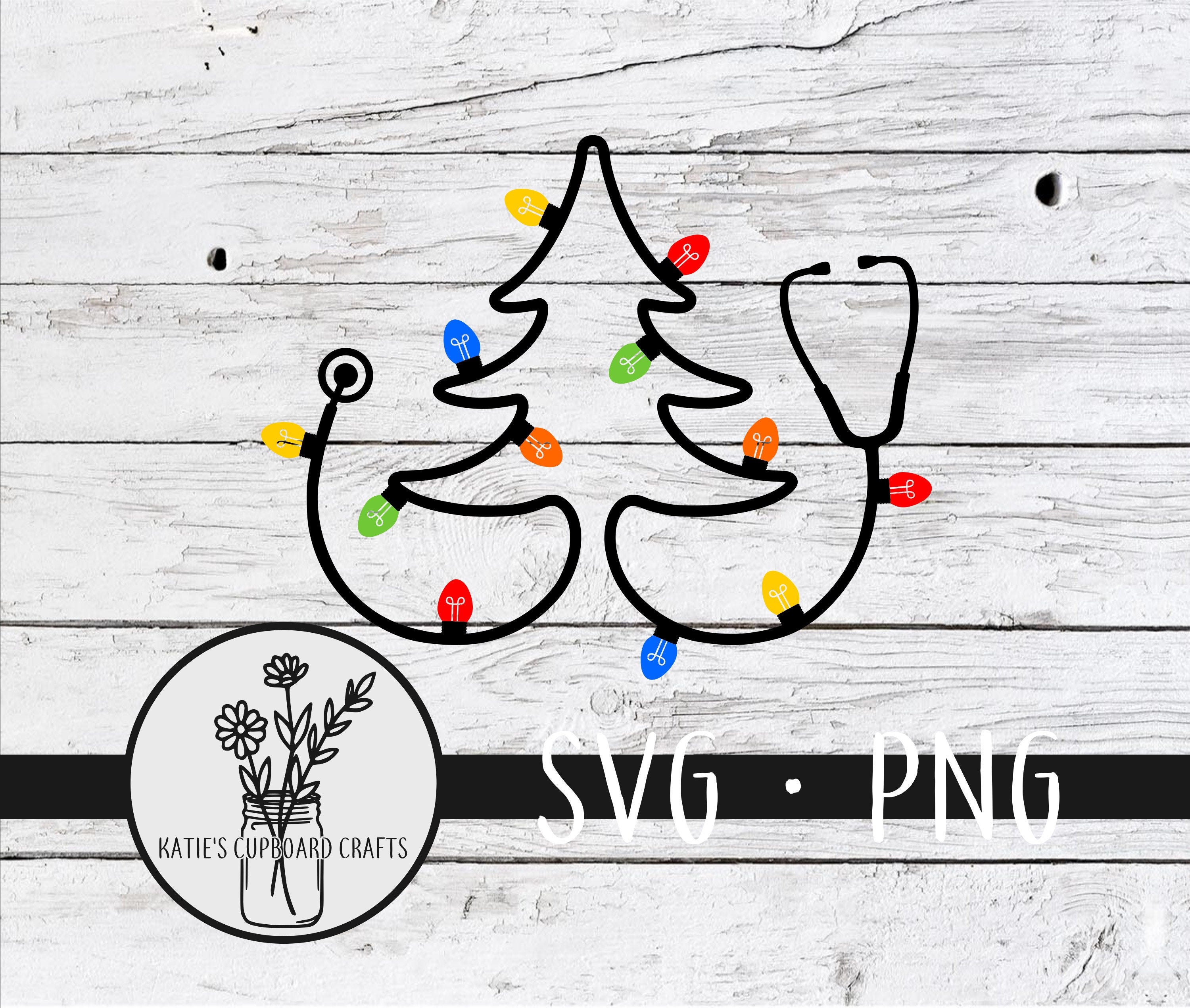 Stethoscope Christmas Tree with lights- SVG Cut File