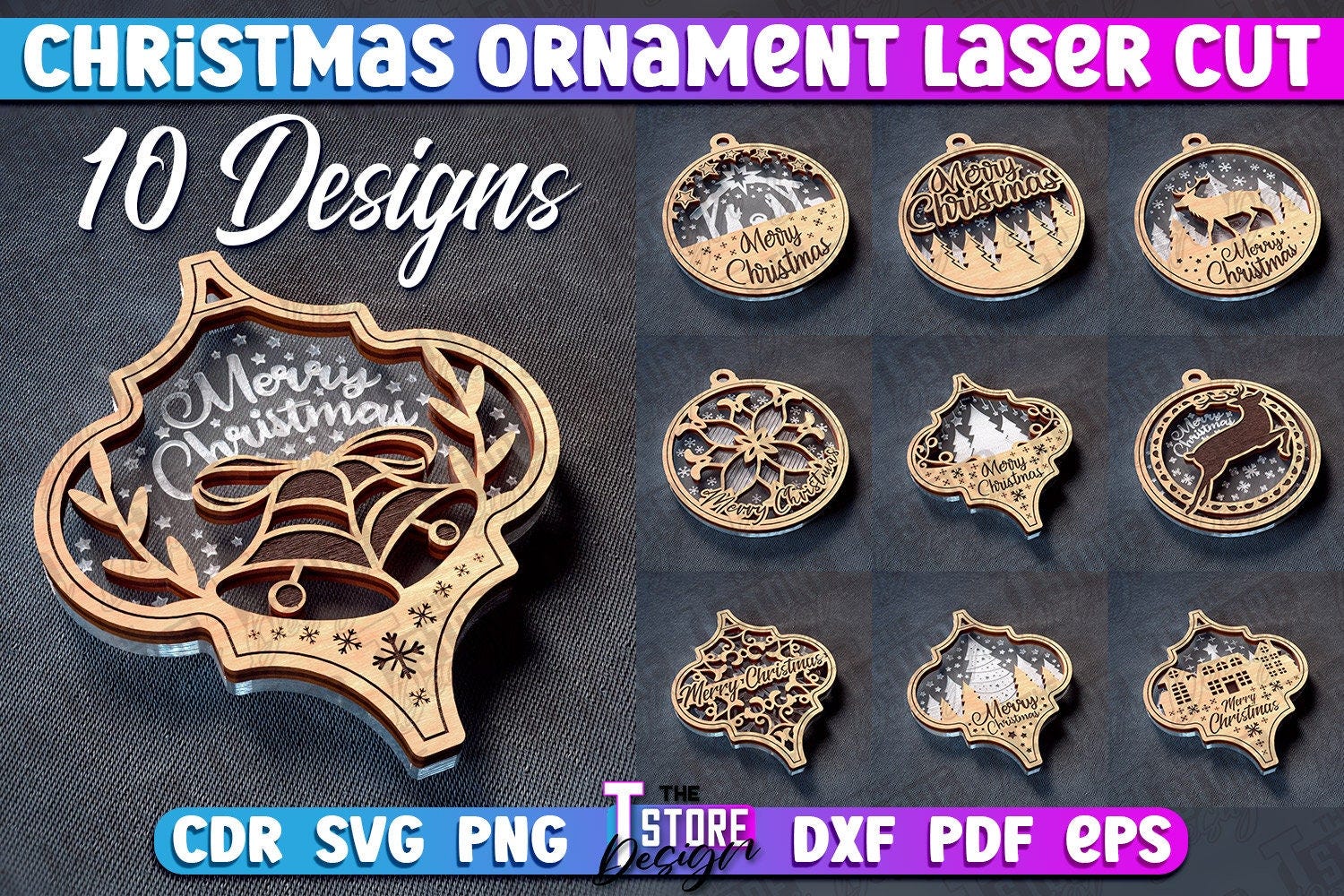 Christmas Ornament Laser Cut SVG Bundle | Christmas Ornament  SVG Design | Laser Cut Files