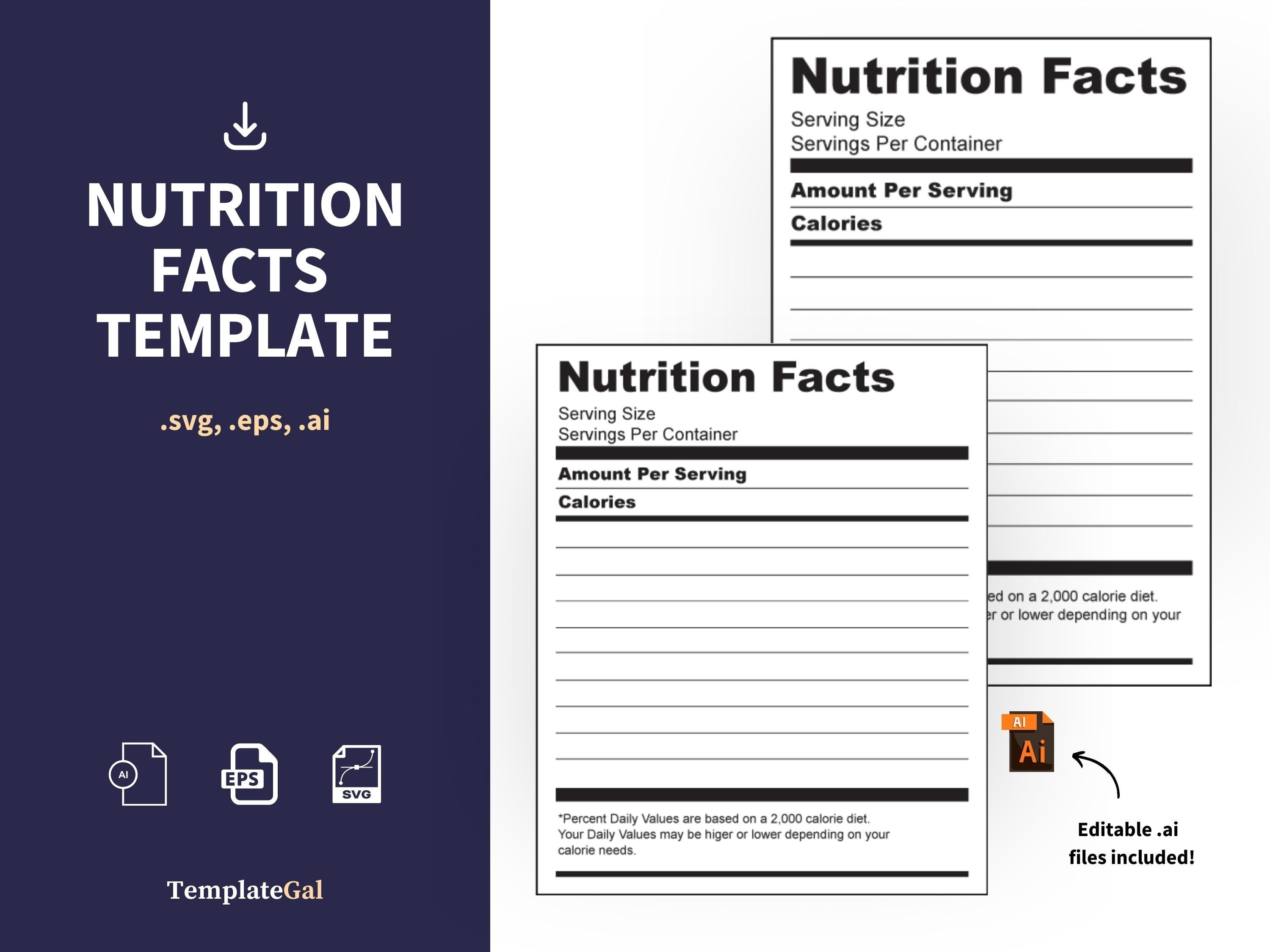 Nutrition Facts SVG, Nutrition Facts Vector File, Blank Nutrition Facts Label Download, eps, ai, svg