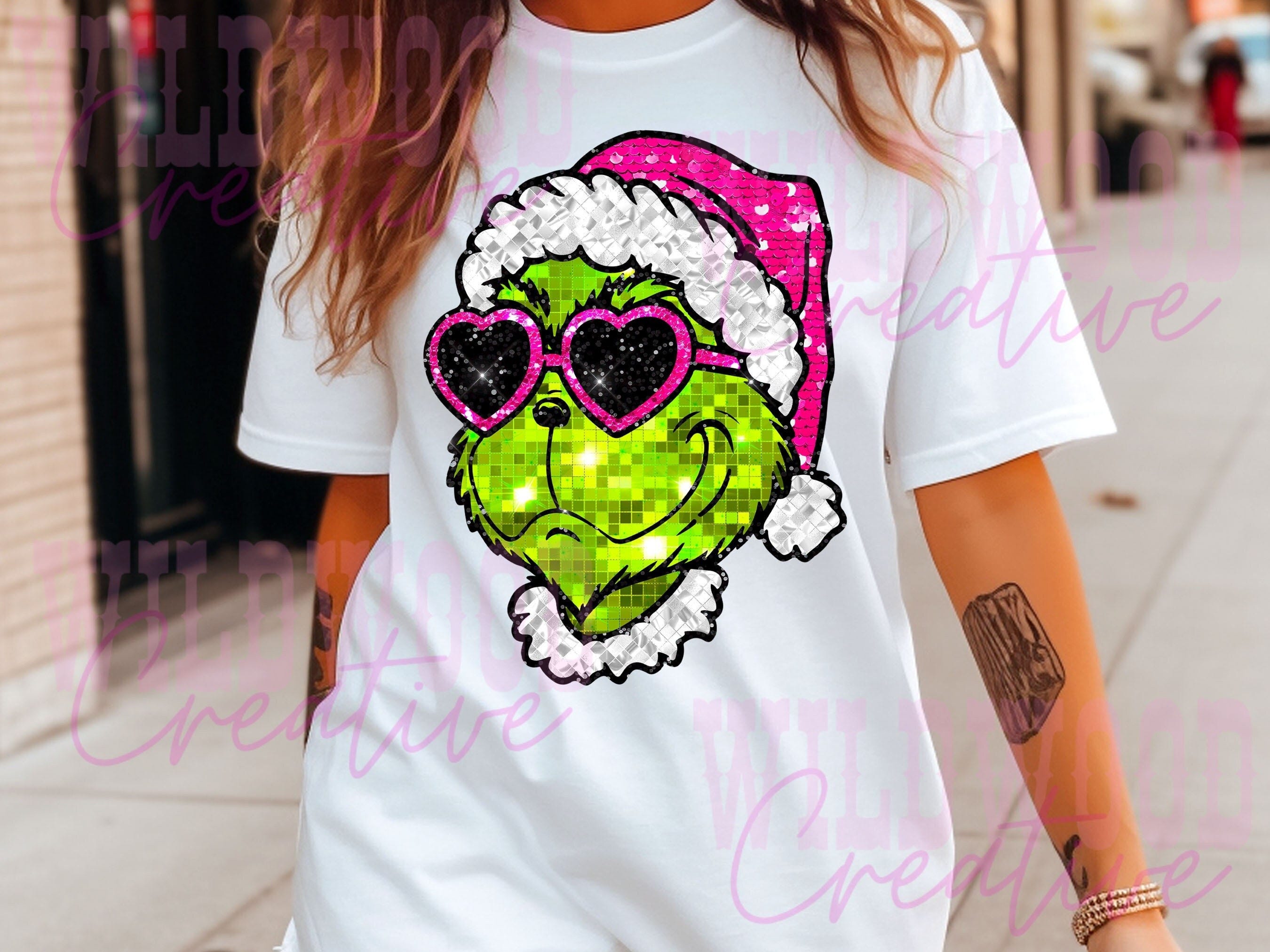 Grinch PNG, Faux Glitter Christmas Png, png, glitter christmas png, Grinch DTF, whoville png, grinch sequin png, trendy png, pink grinch png