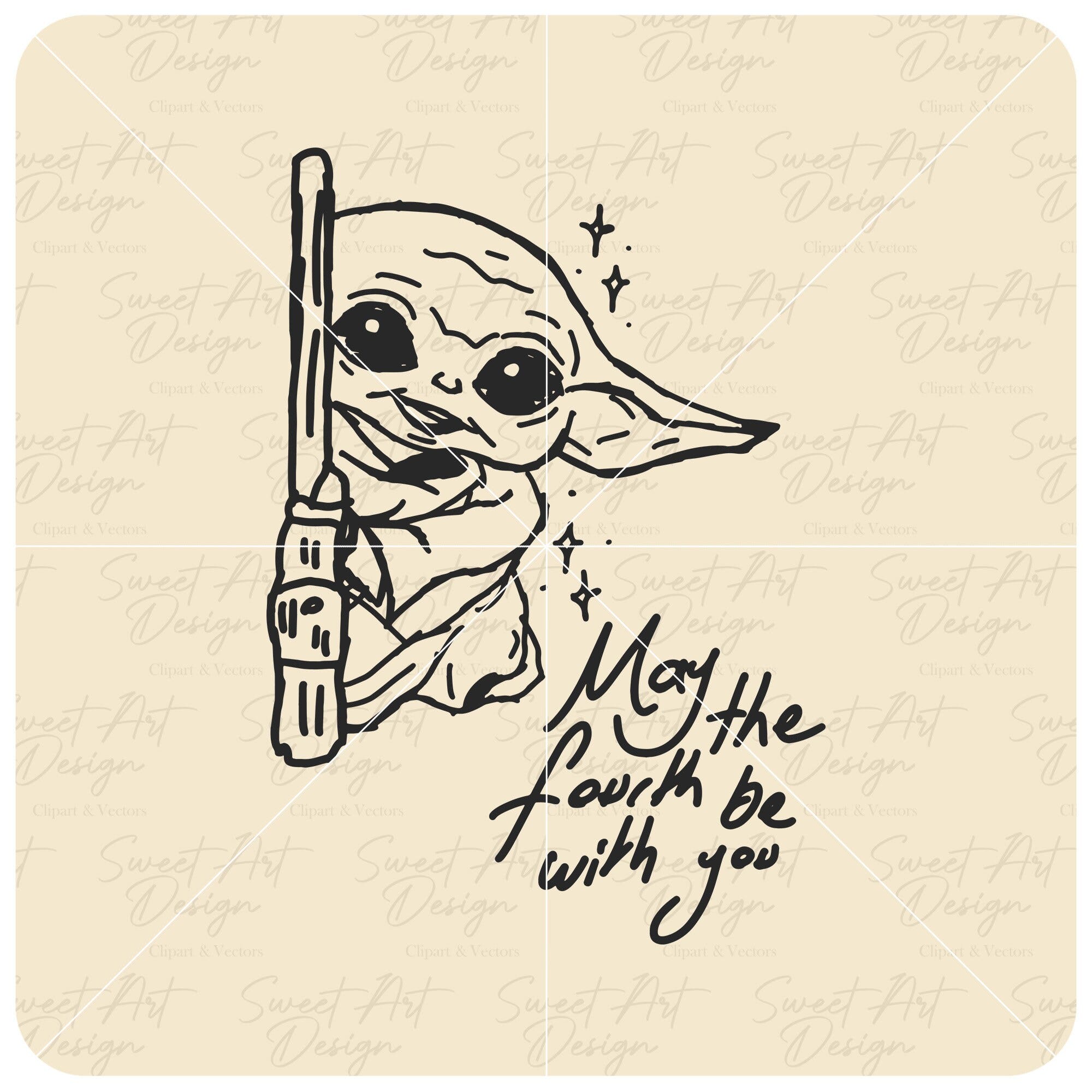 Baby Yoda May The Fourth Be With You SVG, Star Wars Trip SVG, Mandalorian Svg, Vinyl Cut File, Svg, Pdf, Jpg, Png, Ai Printable Design File