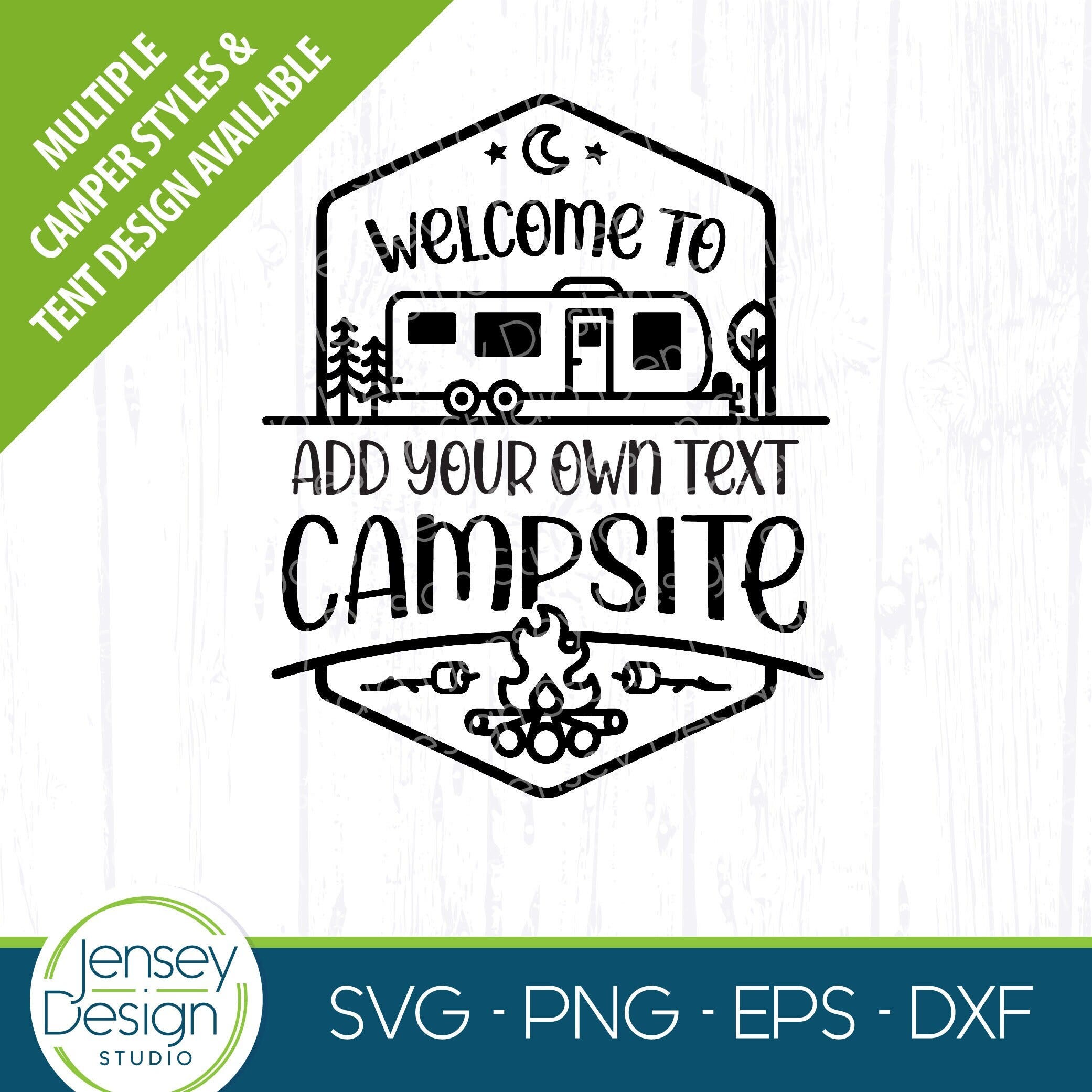 Camper Trailer svg, Family Name Welcome Sign png, RV Camping Bucket Clipart, Travel Cut File, Happy Camp Life Flag Artwork, Wall Decor Logo