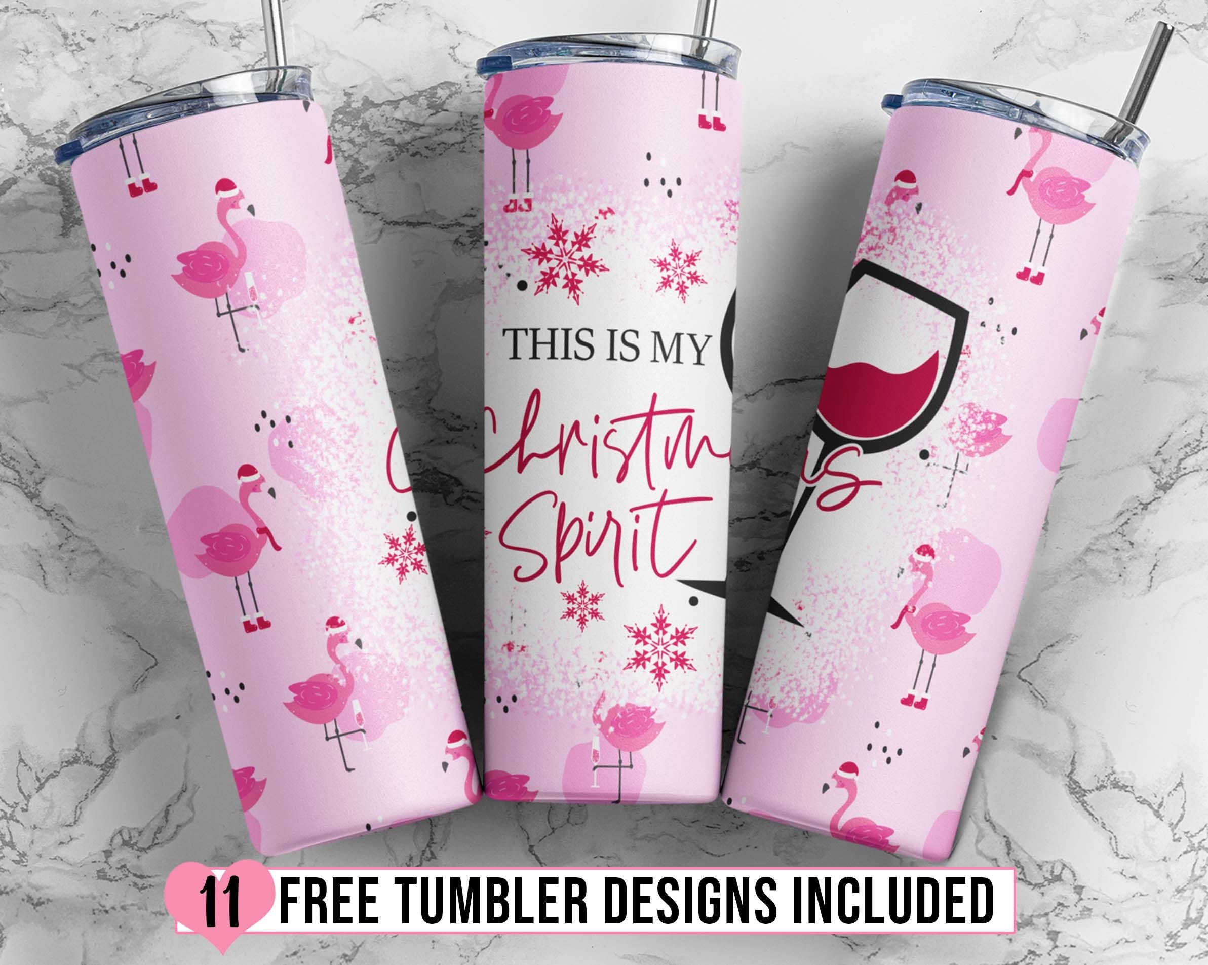 Christmas Funny Quote Pink Flamingo Tumbler Wrap PNG, Seamless Christmas 20oz Skinny Tumbler Sublimation Design - PNG Download