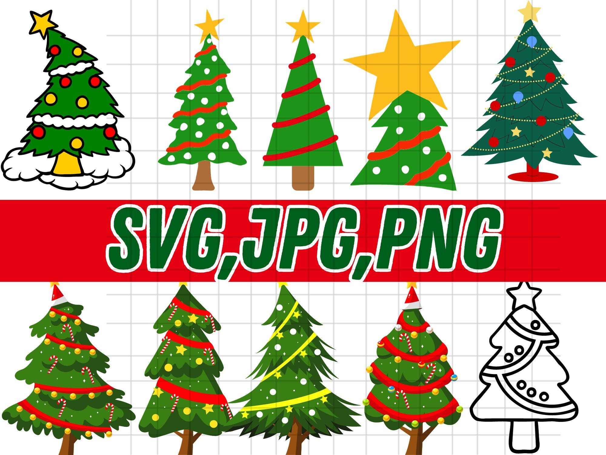 Christmas Tree Svg Bundle\ Christmas Svg\ Christmas Tree Svg\ Christmas Clipart\ Christmas Tree Png\ Christmas Digital\ Cricut\ Silhouette