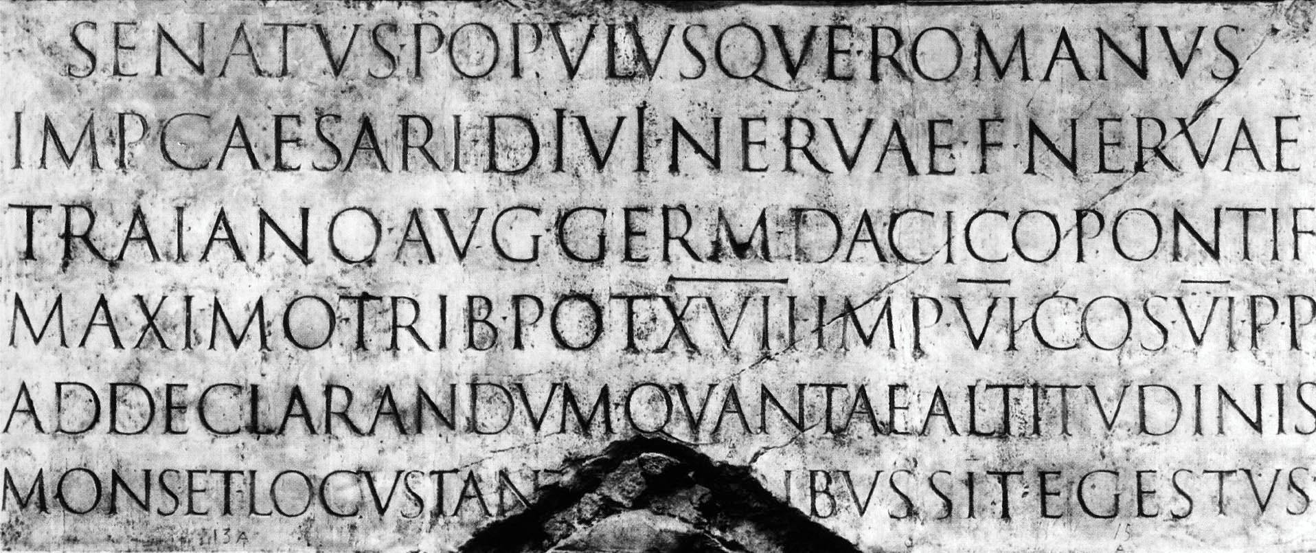 Latin carvings on emperor Trajan's column