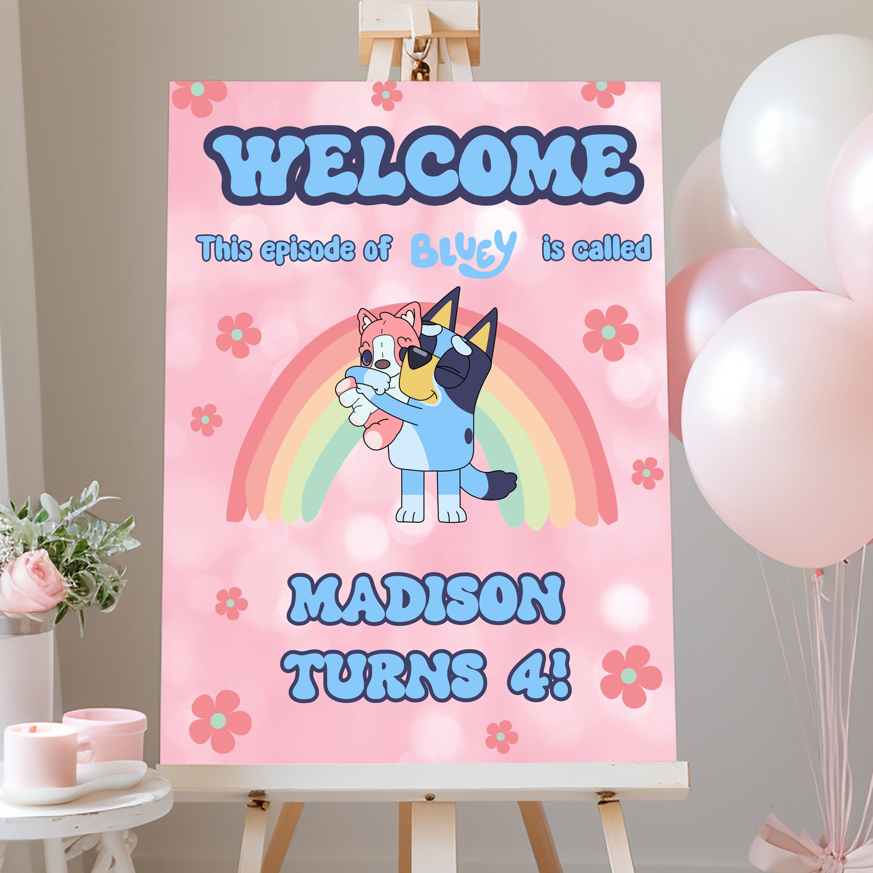 Blue Dog Birthday Welcome Sign, Girls Party Welcome Sign, Welcome Poster, Kids Party Decor, Blue Dog Party