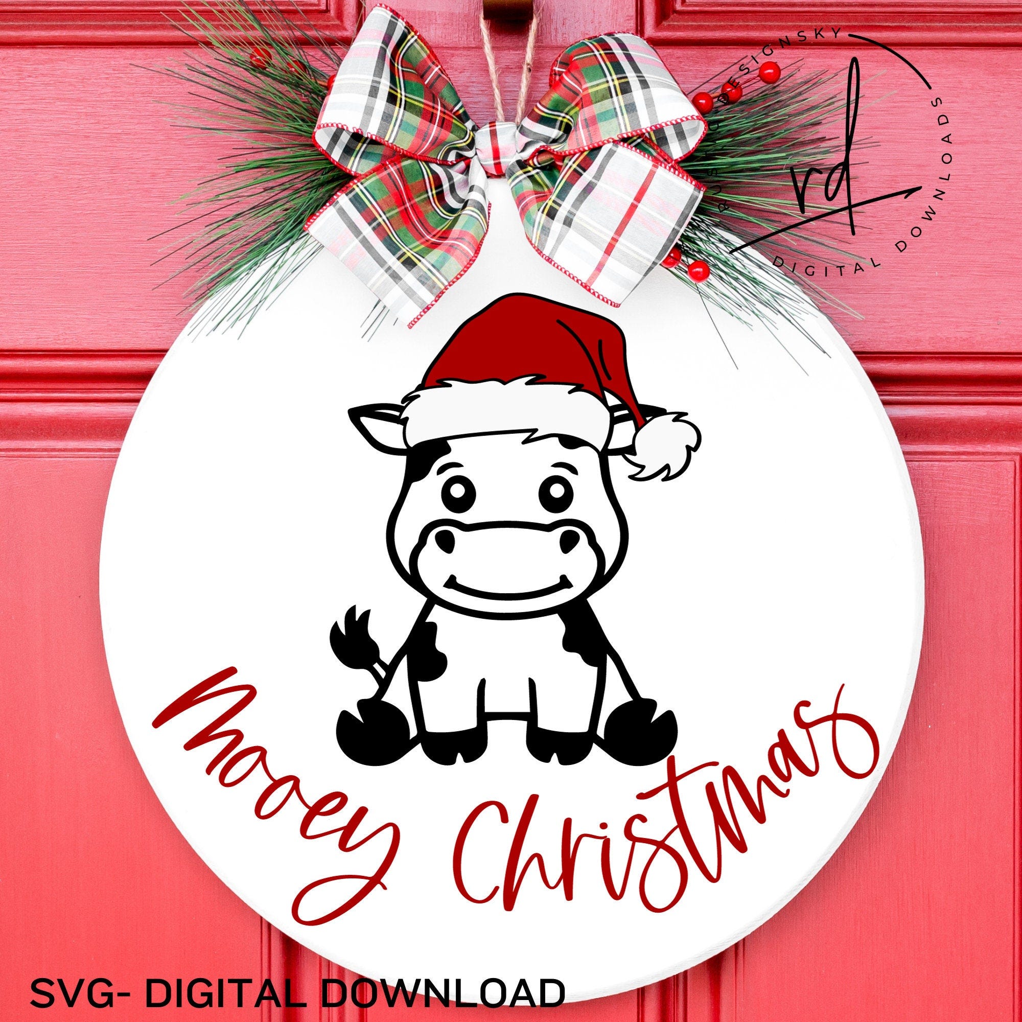 SVG/PNG-Mooey Christmas with Baby Dairy Cow- Cricut|DigitalDownlaod