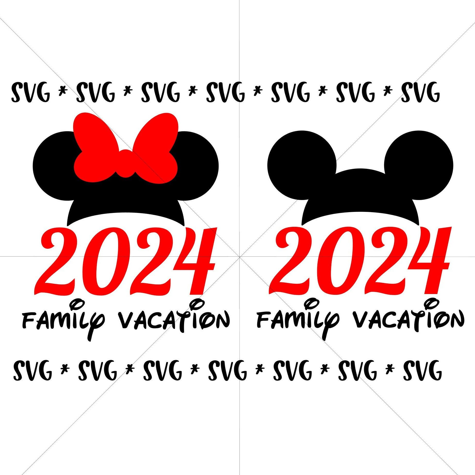 SALE!! 2024 Trip SVG, Disney Family svgs Instant Download File, Disney Trip svg Minnie Mickey Hat Disney World land Cricut, Silhouette--Y03