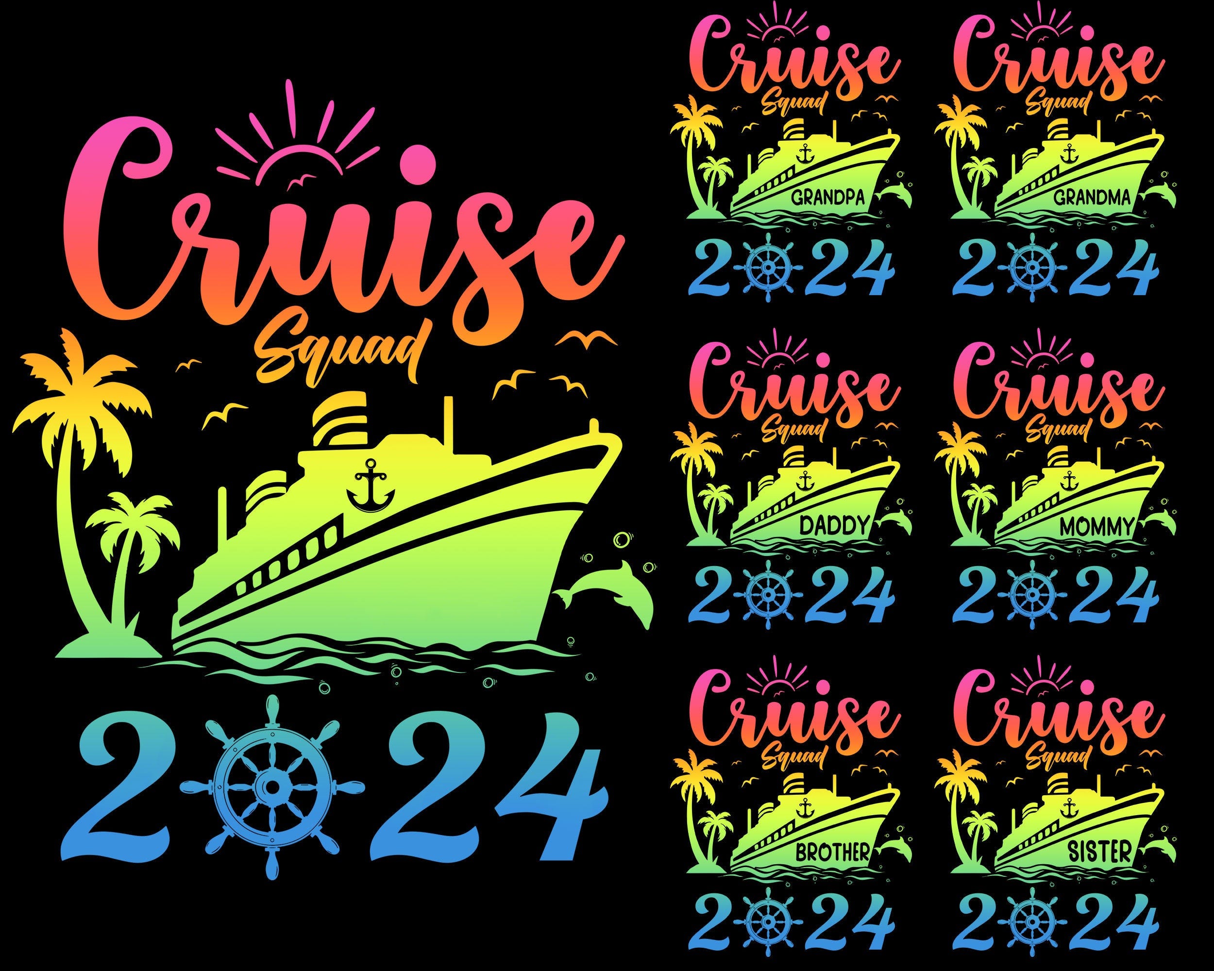Personalized Family Cruise 2024 Png Bundle, Cruise Squad Png, Family Matching Cruise Tee Png, Aw Ship It