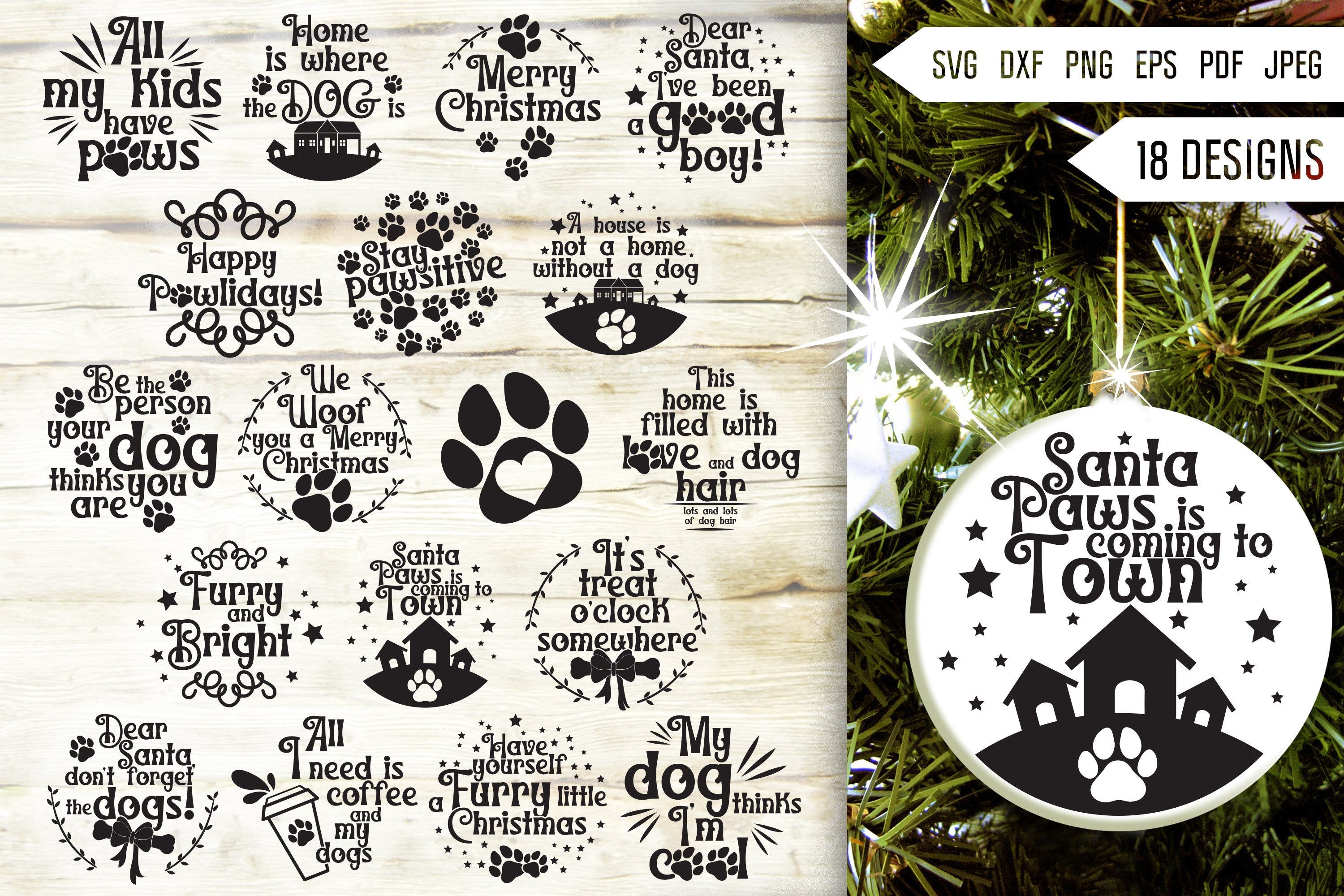 CHRISTMAS DOG ORNAMENT svg bundle - dog christmas ornaments svg bundle - dog animal christmas decor svg dxf png