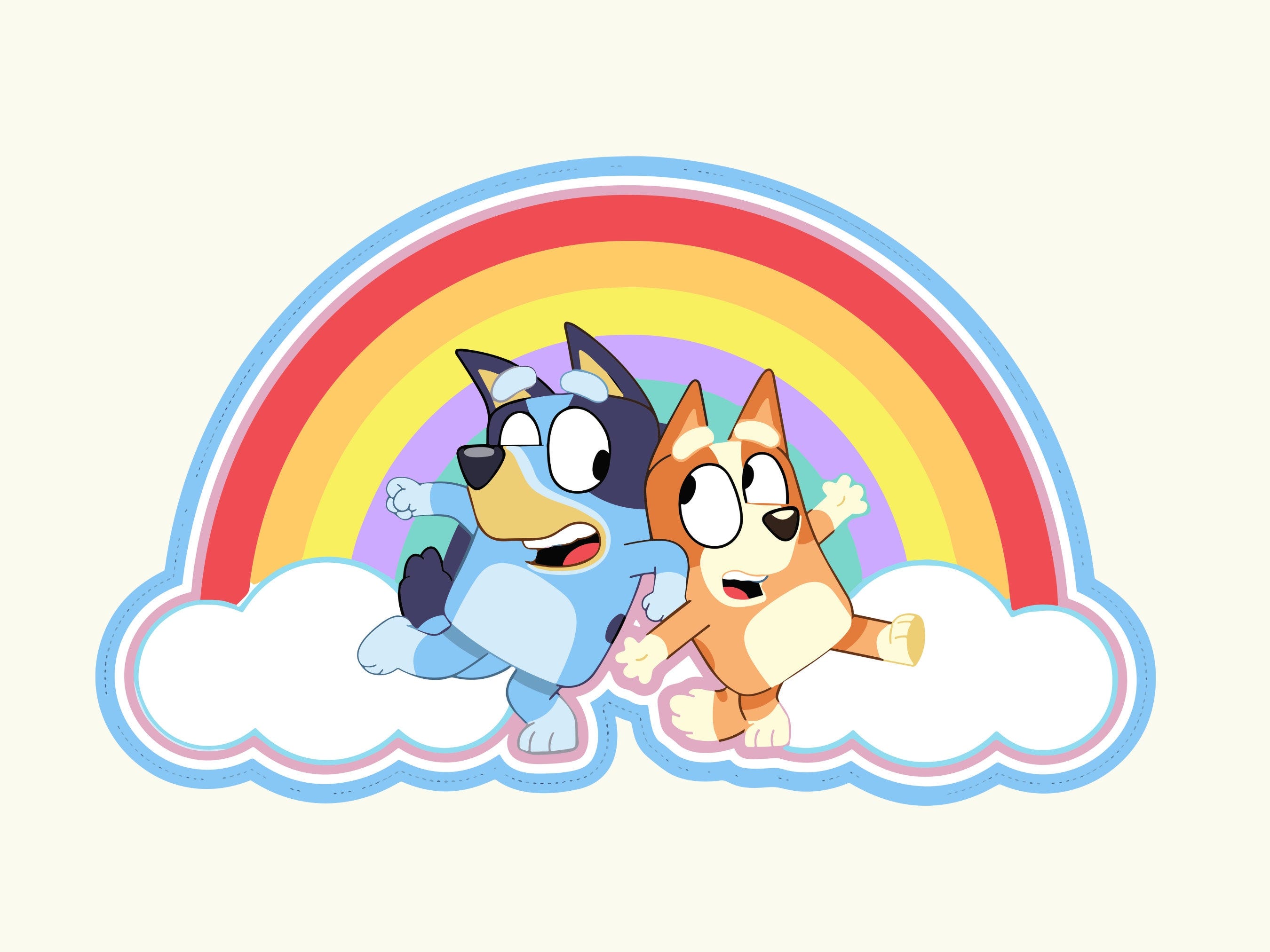 Bluey Rainbow Png, Bluey Friends Png, Bluey Png, Bluey Birthday Png, Bingo Png, Bluey Family Png, Bluey and friends Png