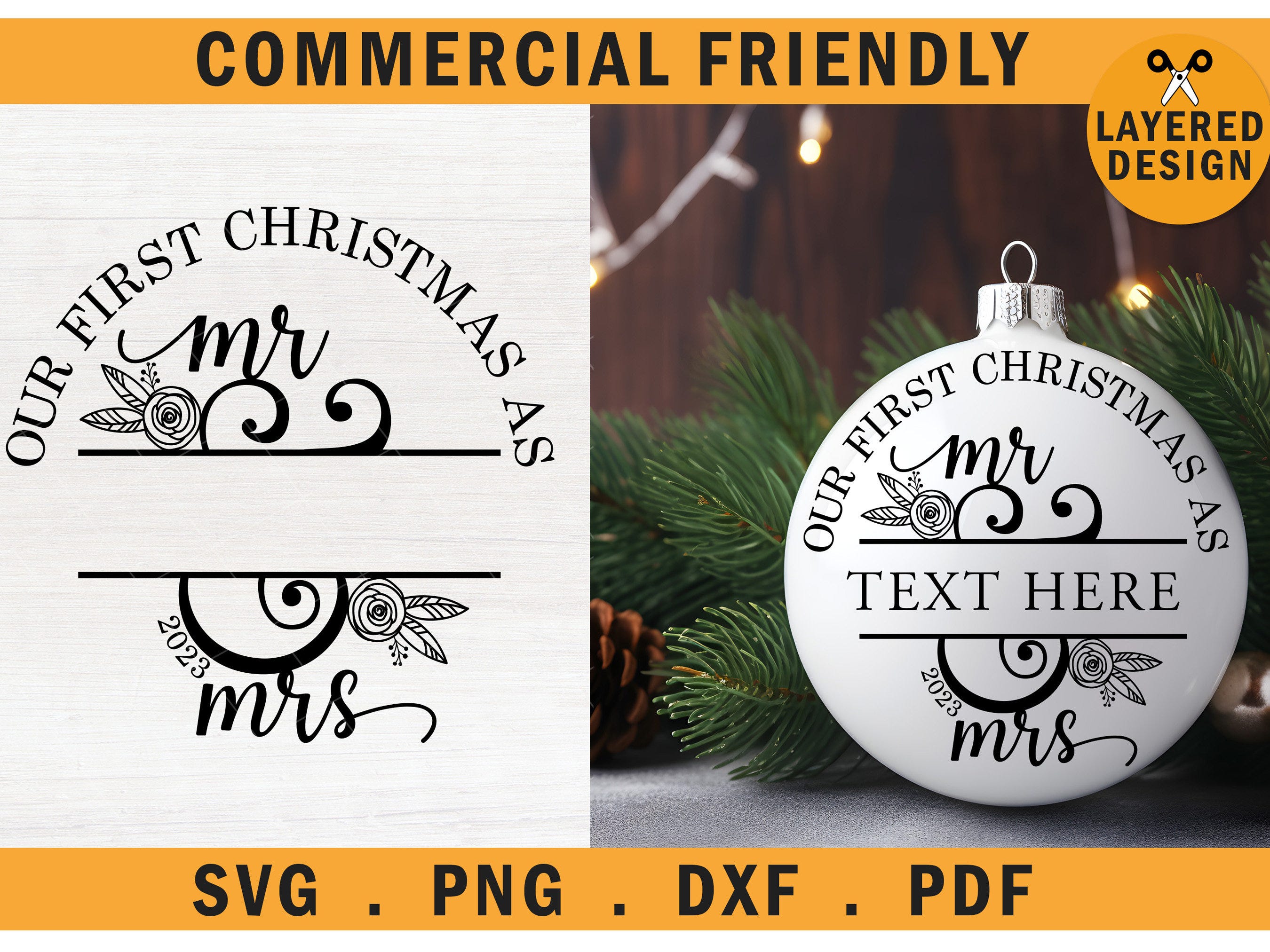 Our 1st mr and mrs Christmas bauble decal ornament,Our First mr and mrs Christmas,newlywed bauble gift,Wedding christmas gift SVG,PNG,DXF