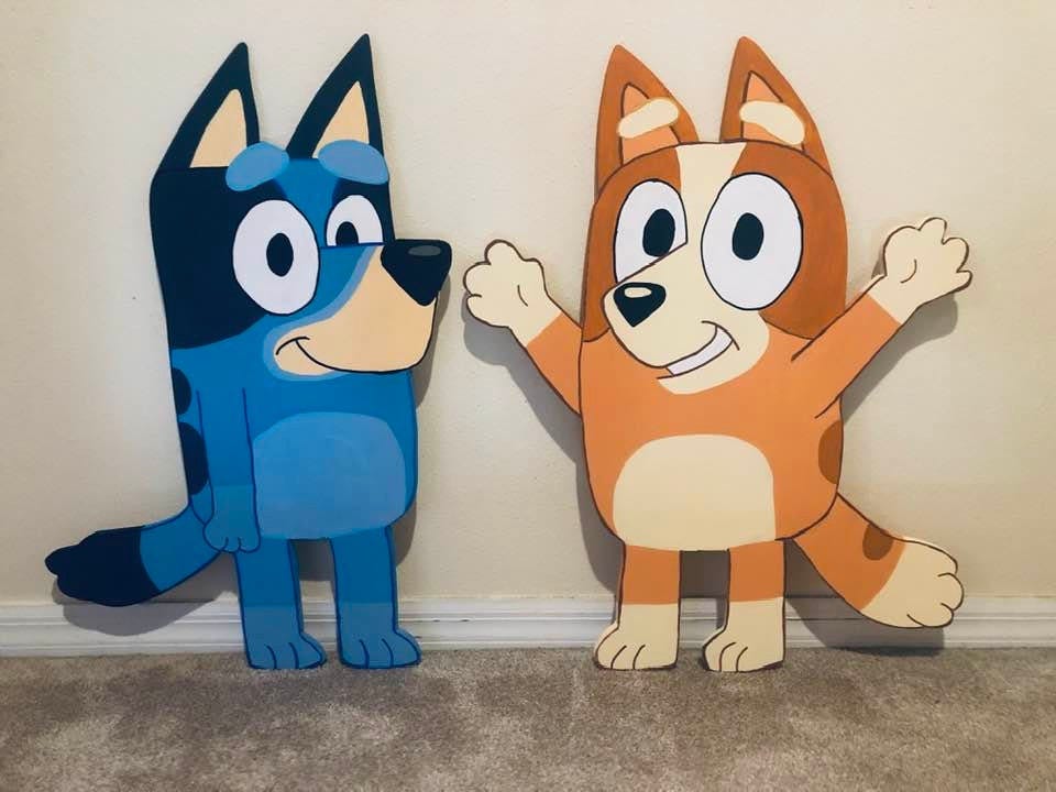 Hand-painted Wood Bluey Characters