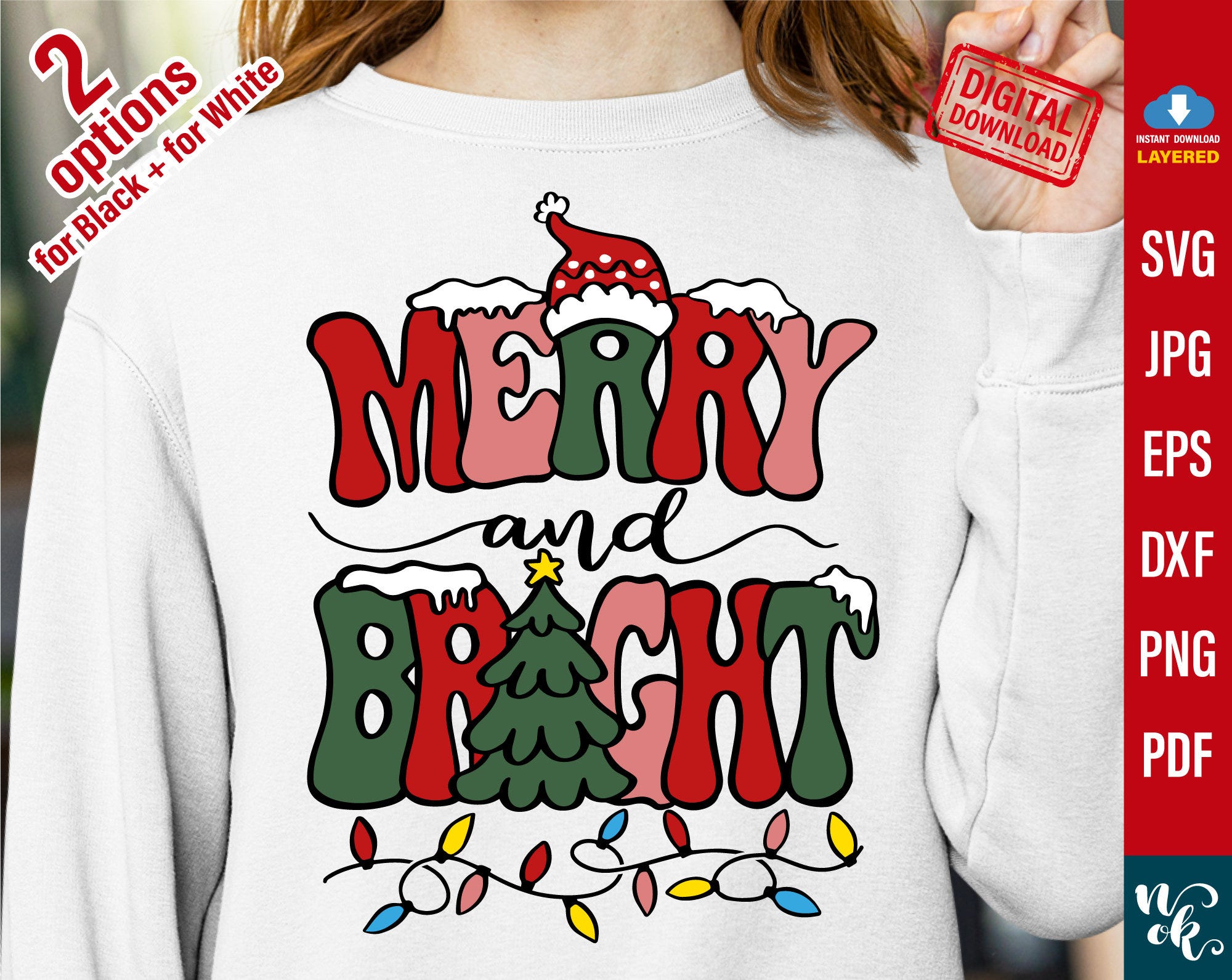 Merry and Bright svg, Christmas svg, Christmas Shirt svg cut files for Cricut, PNG sublimation