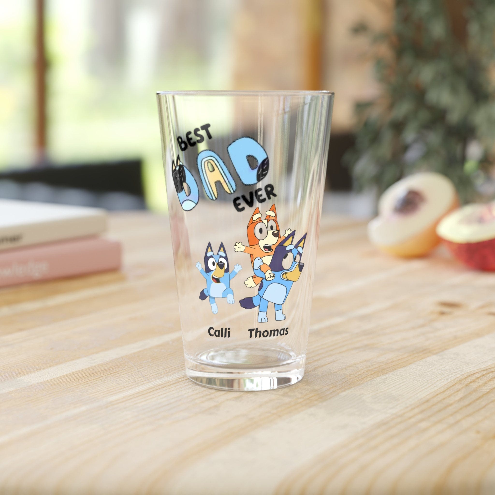 Custom Best Dad Bluey pint glass, gift for dad, father