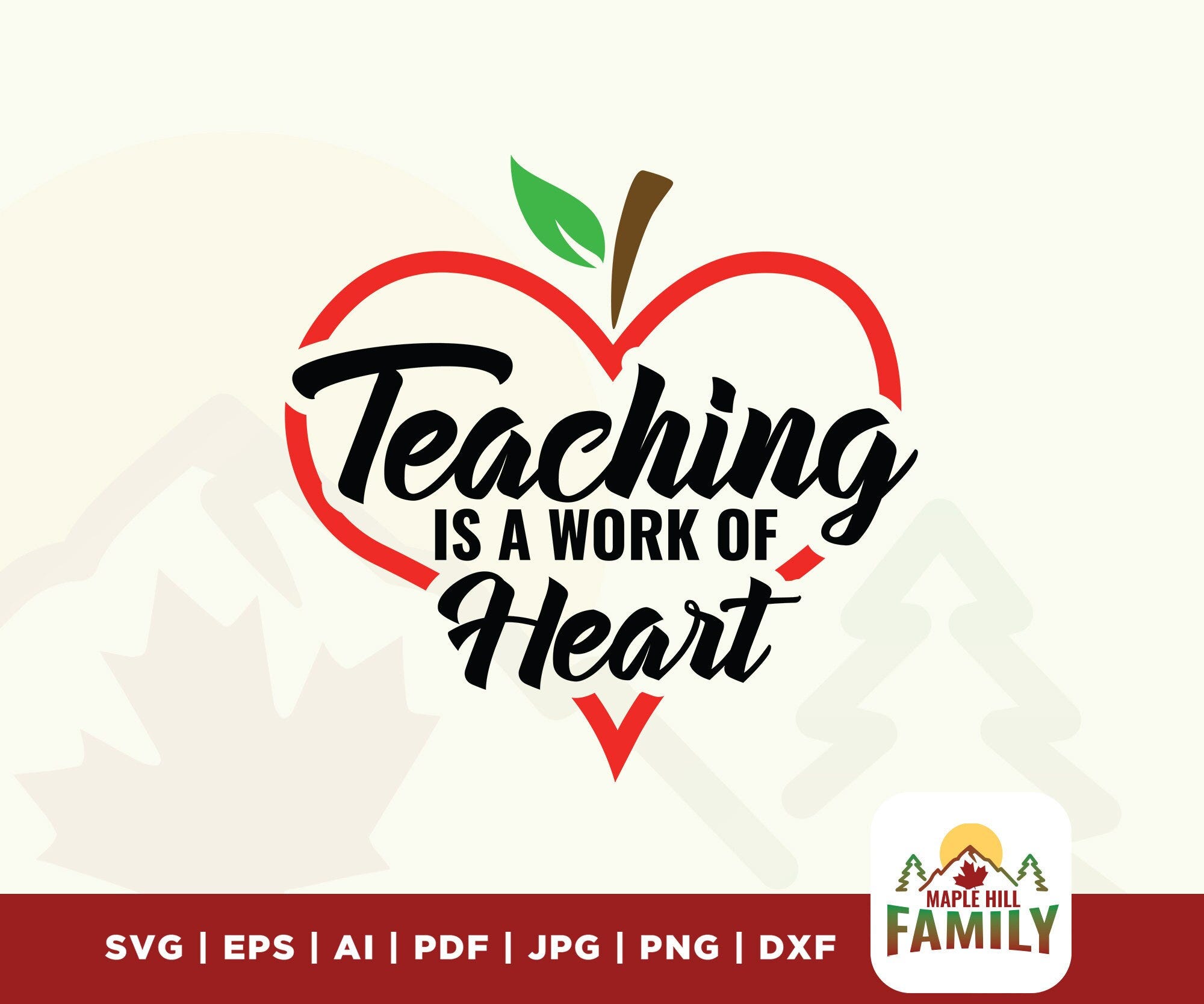 Teaching Is A Work Of Heart svg, Heart svg,Teacher Shirt svg, work of heart svg, Heart Apple, Teacher Appreciation svg, Teacher Gift