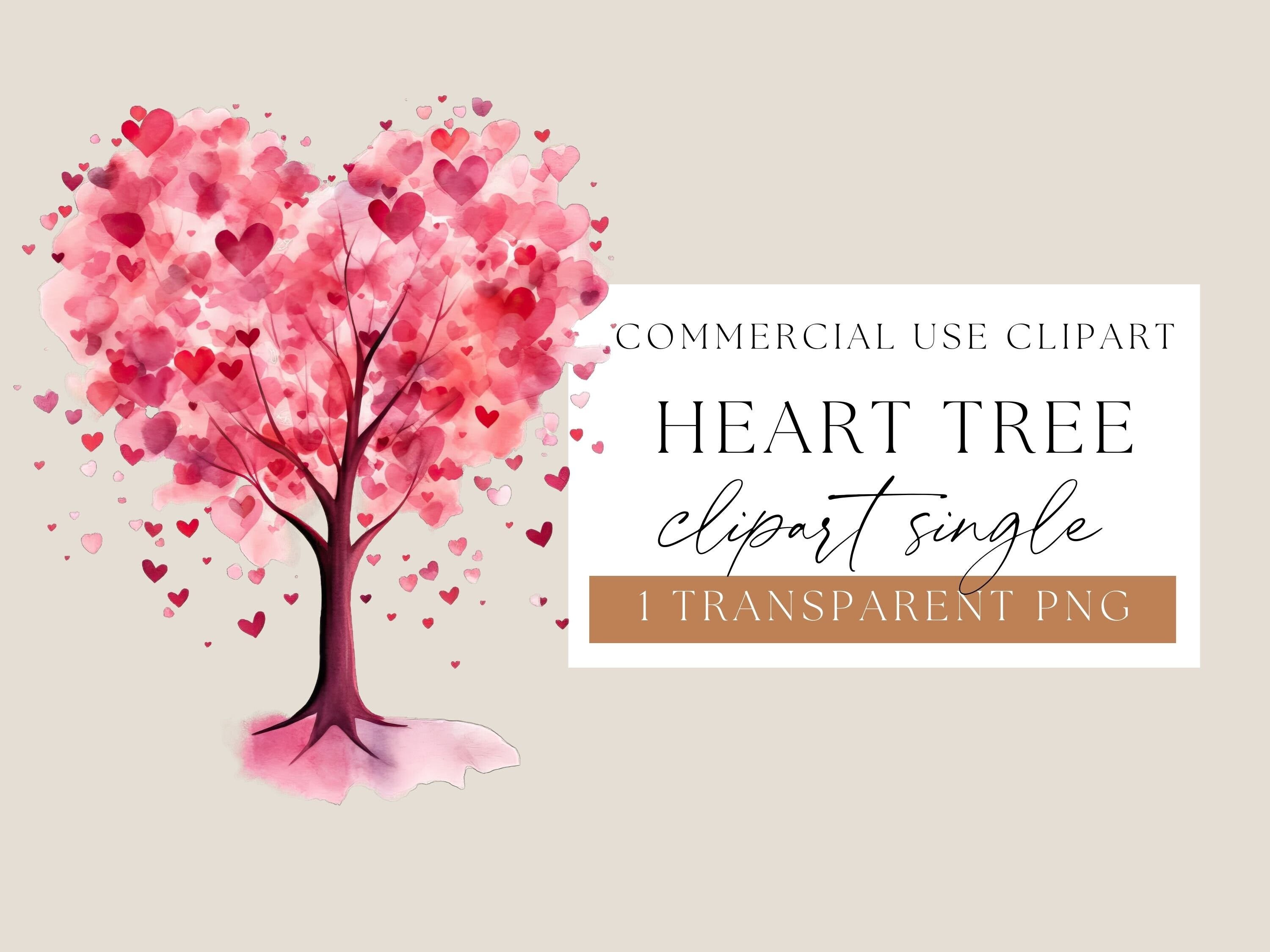 Love Heart Tree watercolour clipart perfect for Valentines, valentine day clipart, card clipart, junk journal clip art, WPCS-SE40