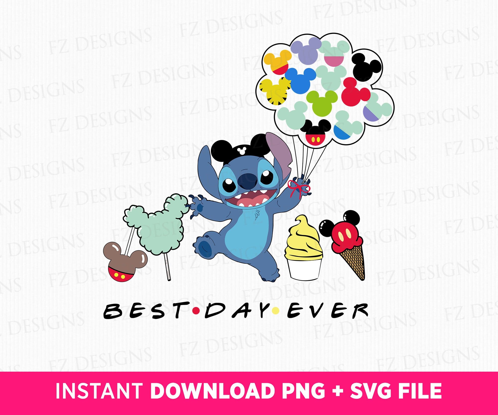 Best Day Ever Svg, Cute Character with Balloons Svg, Happy Character and Snacks Svg, Family Trip Svg, Vacay Mode, Png Svg Files For Print