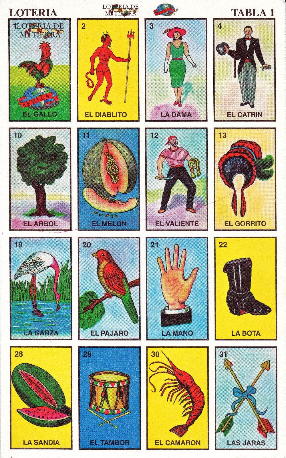 printable loteria cards, the complete set of 10 tablas, printable digital downloads for arts and crafts, party supplies, printable game