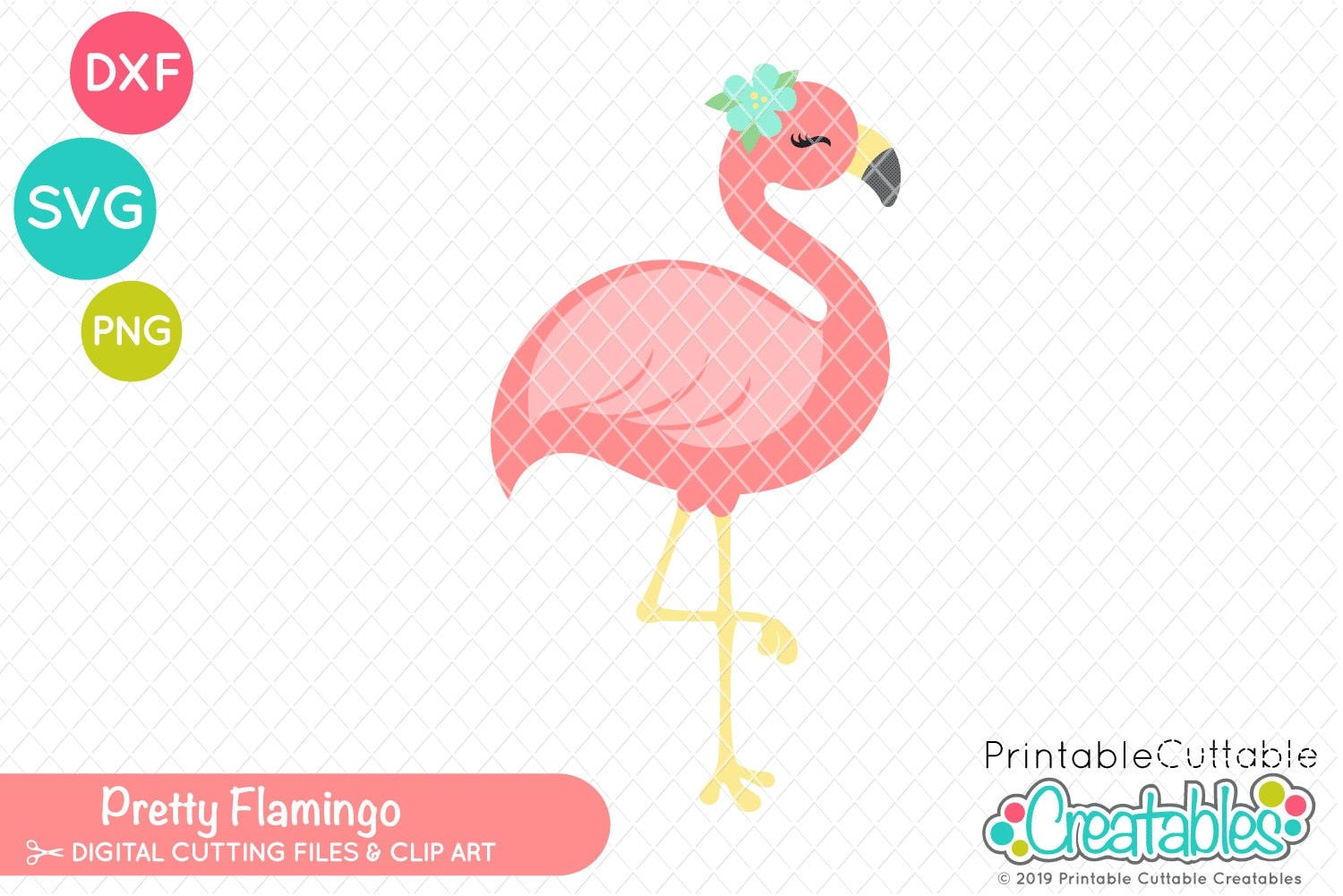 Pretty Flamingo SVG Cut File & Clipart E460 - SVG DXF files for Silhouette + Cricut - Includes Limited Commercial Use!