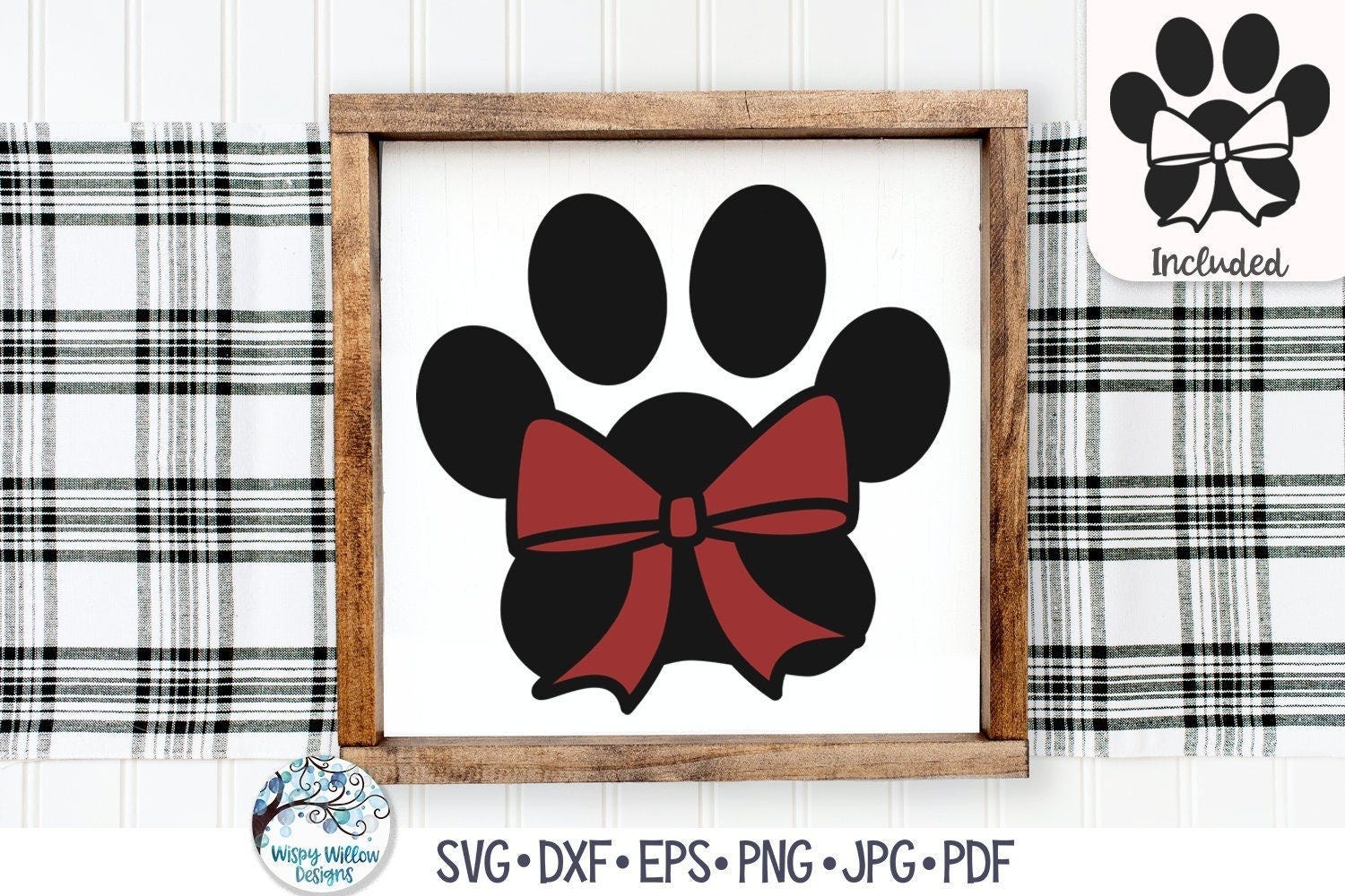 Paw Print with Ribbon Bow SVG, Christmas Dog Paw Print Svg, Pet Christmas Svg, Dog Christmas, Animal Paw Png, Vinyl Decal File for Cricut