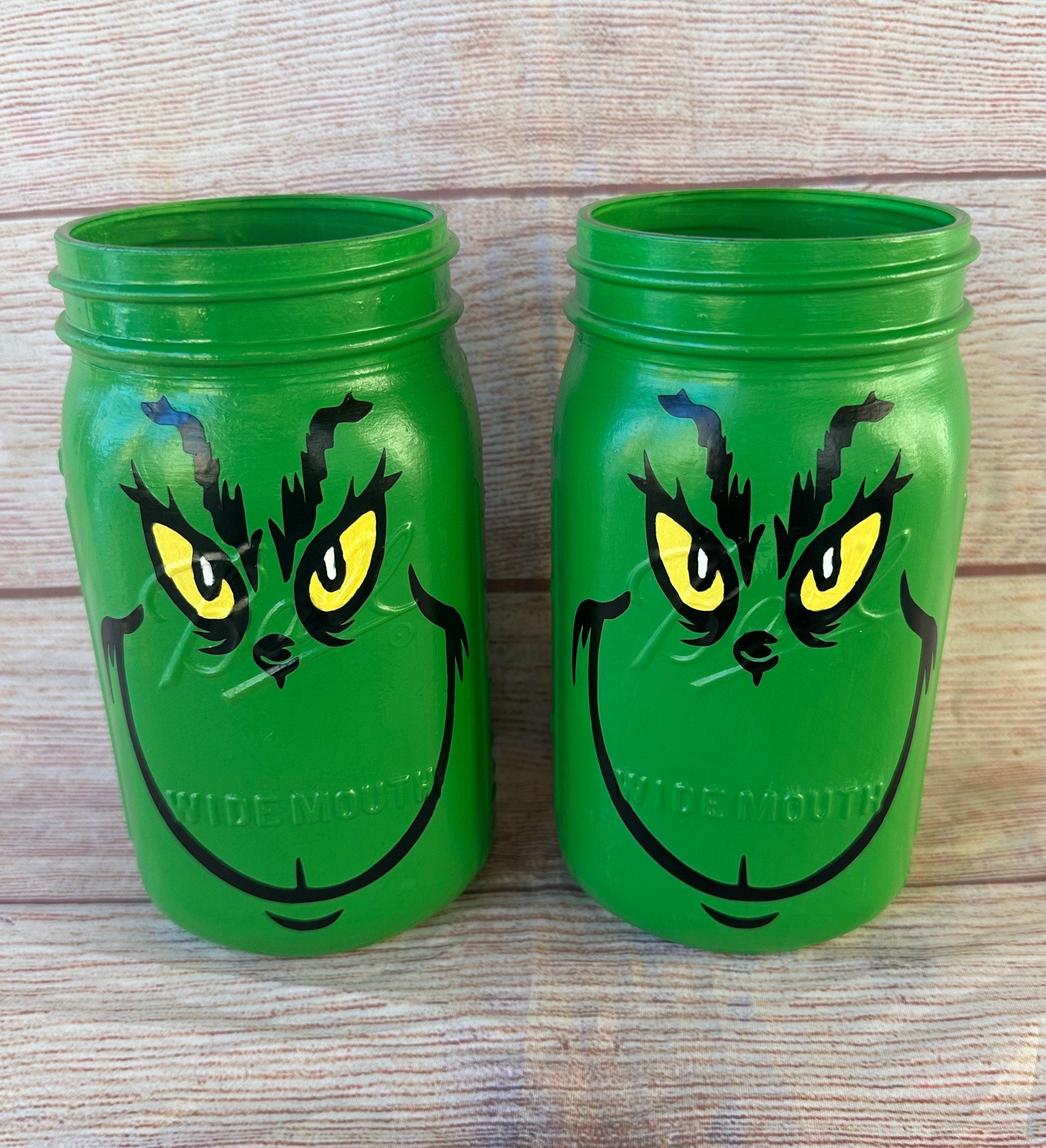 Christmas Mason Jars/grinch gifts/grinch decor/grinch mason jar/Christmas in July/Merry Grinchmas/grinch face/Whoville/Mr Grinch/Stink Stank