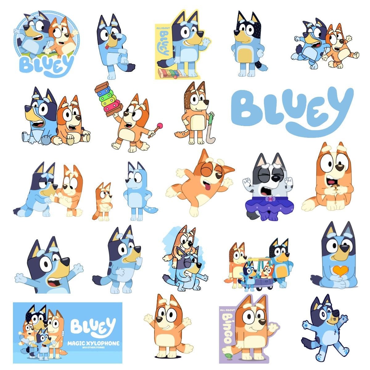 Blueyy png Files Set Bundle | Only Blueyy png | Blueyy Family Bundle | Blueyy and Bingoo png Cut Files | Blueyy Digital Download
