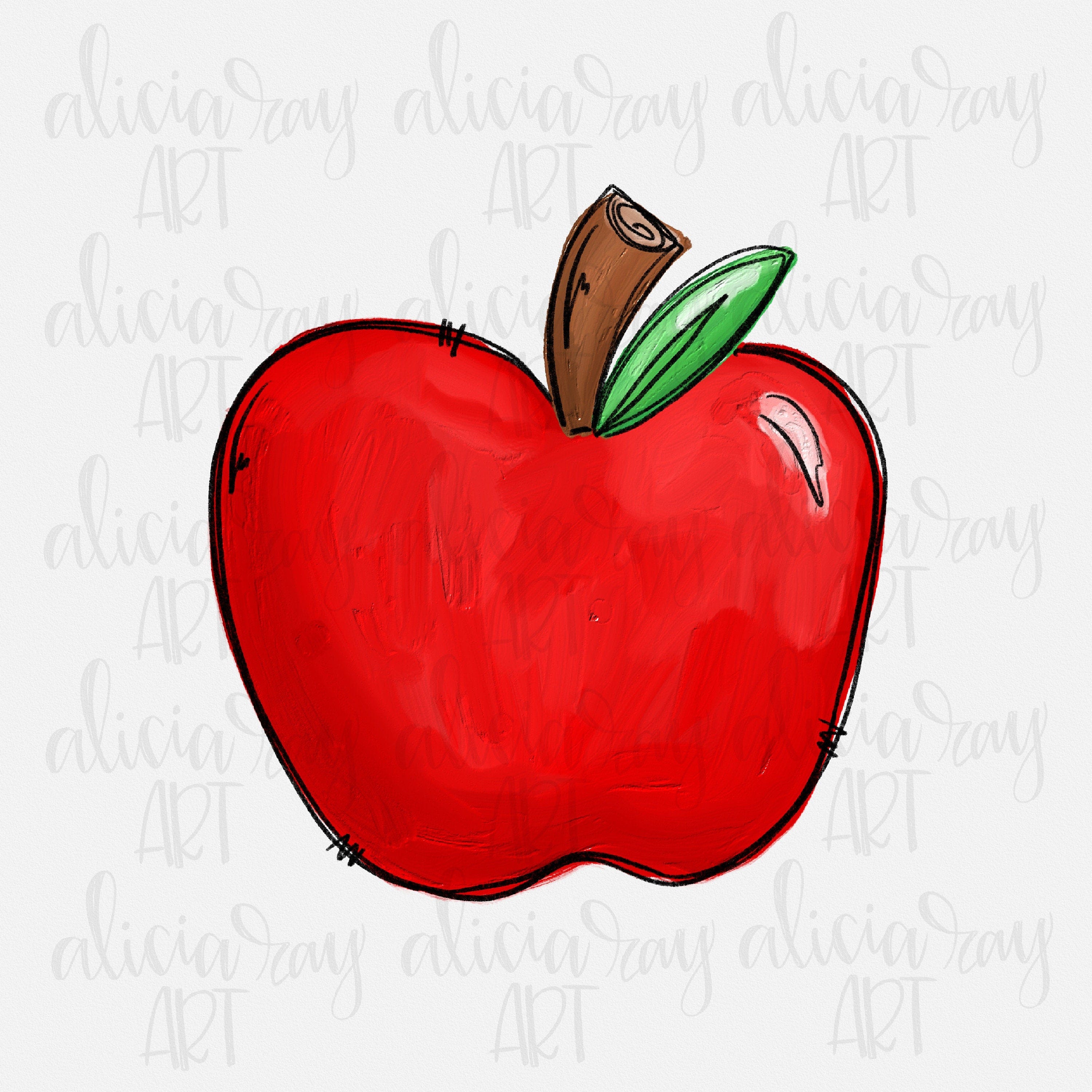 School Teacher Apple Sublimation PNG | Hand Drawn Digital Download | Printable Artwork | Back to school | Teacher | Classroom