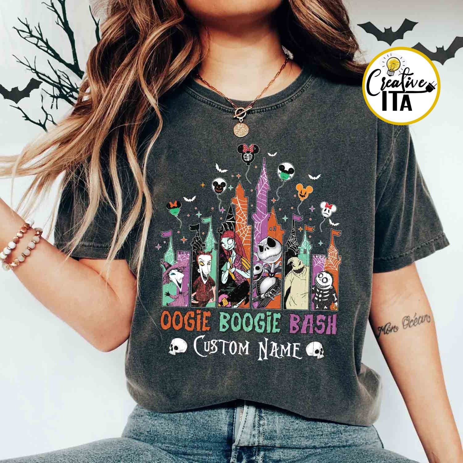 Vintage The Nightmare Before Christmas Shirt, Personalized Oogie Boogie Bash T-shirt, Disney Castle Halloween Shirts, Halloween Party Tees