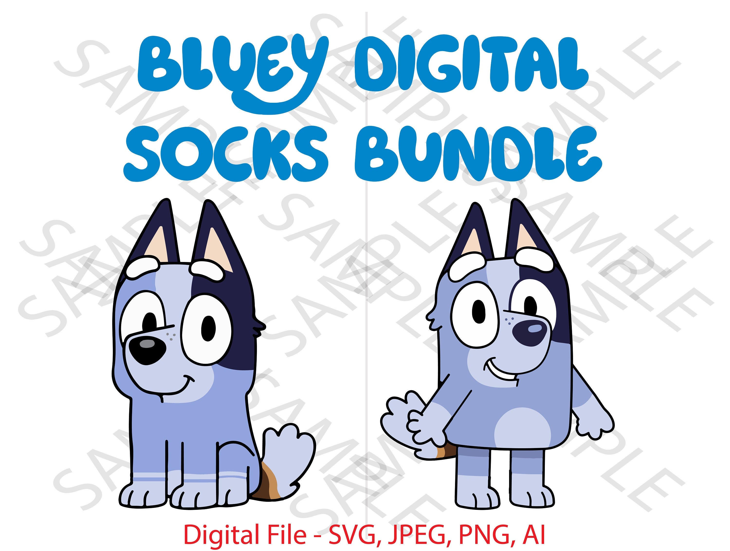 Socks Bundle, Socks Bluey, Bluey, Bluey SVG, Socks Bluey Show, Cartoon, Cricut, Custom, Custom Vinyl, Custom Bluey show, Bluey PNG,