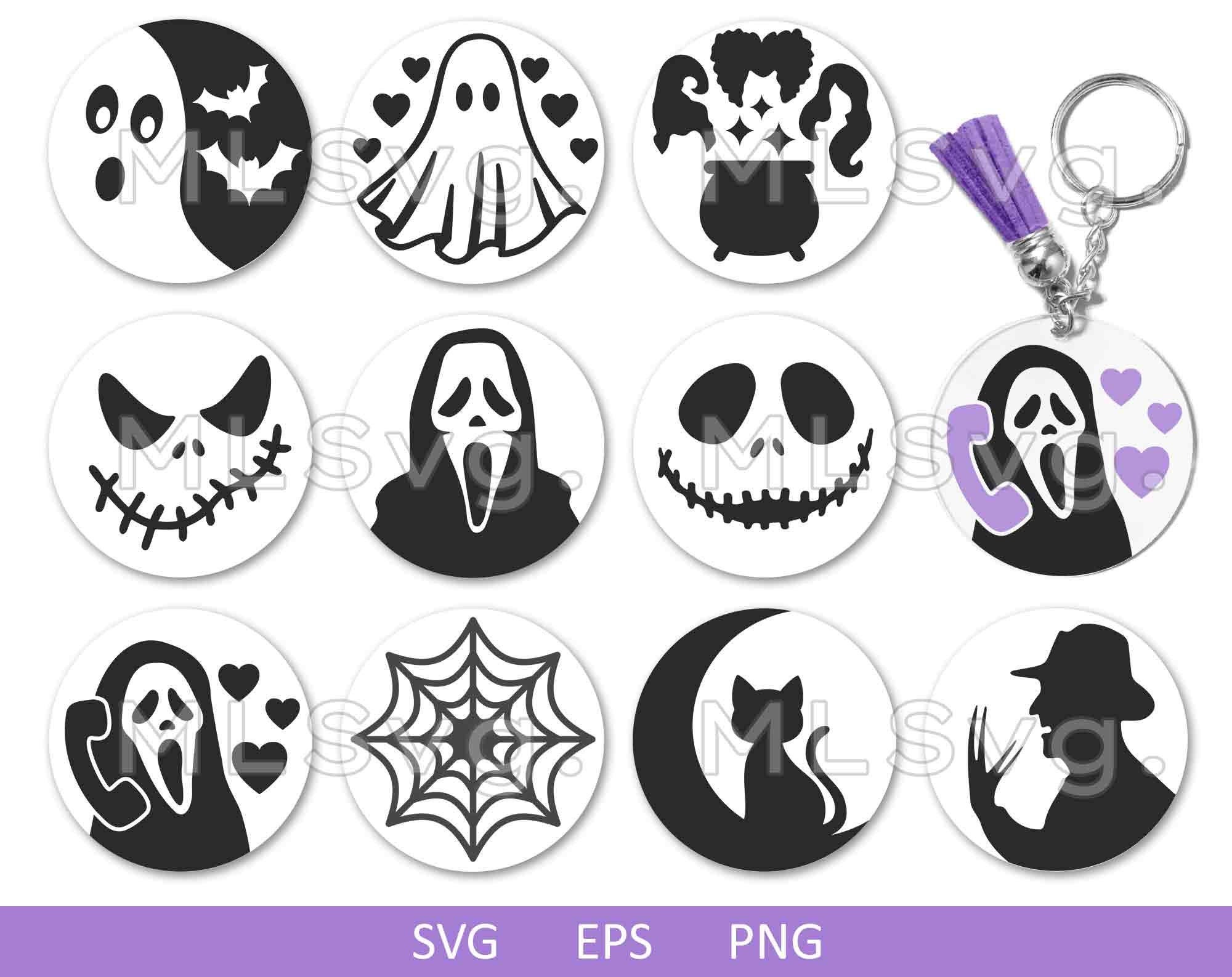 Halloween Keychain Svg Bundle, Halloween SVG, Key Ring Pattern SVG, Scary Movie Svg, Ghost Svg, Halloween Vector, Horror Keychain Svg