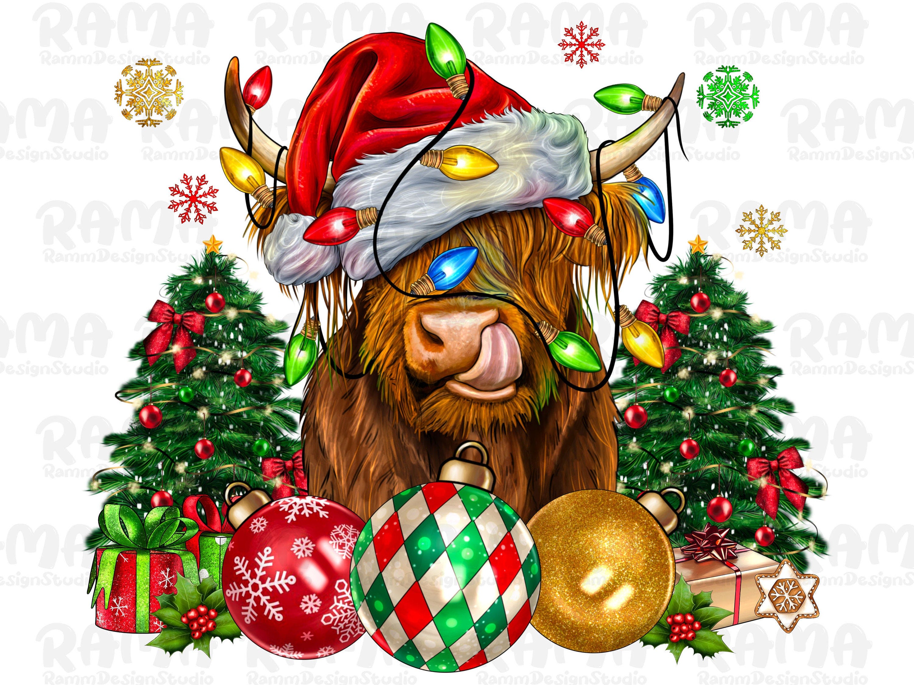 Christmas Cow Png, Western Design, Western Christmas Png, Christmas Cow Png, Christmas Light Png, Western Cow Png, Digital Download