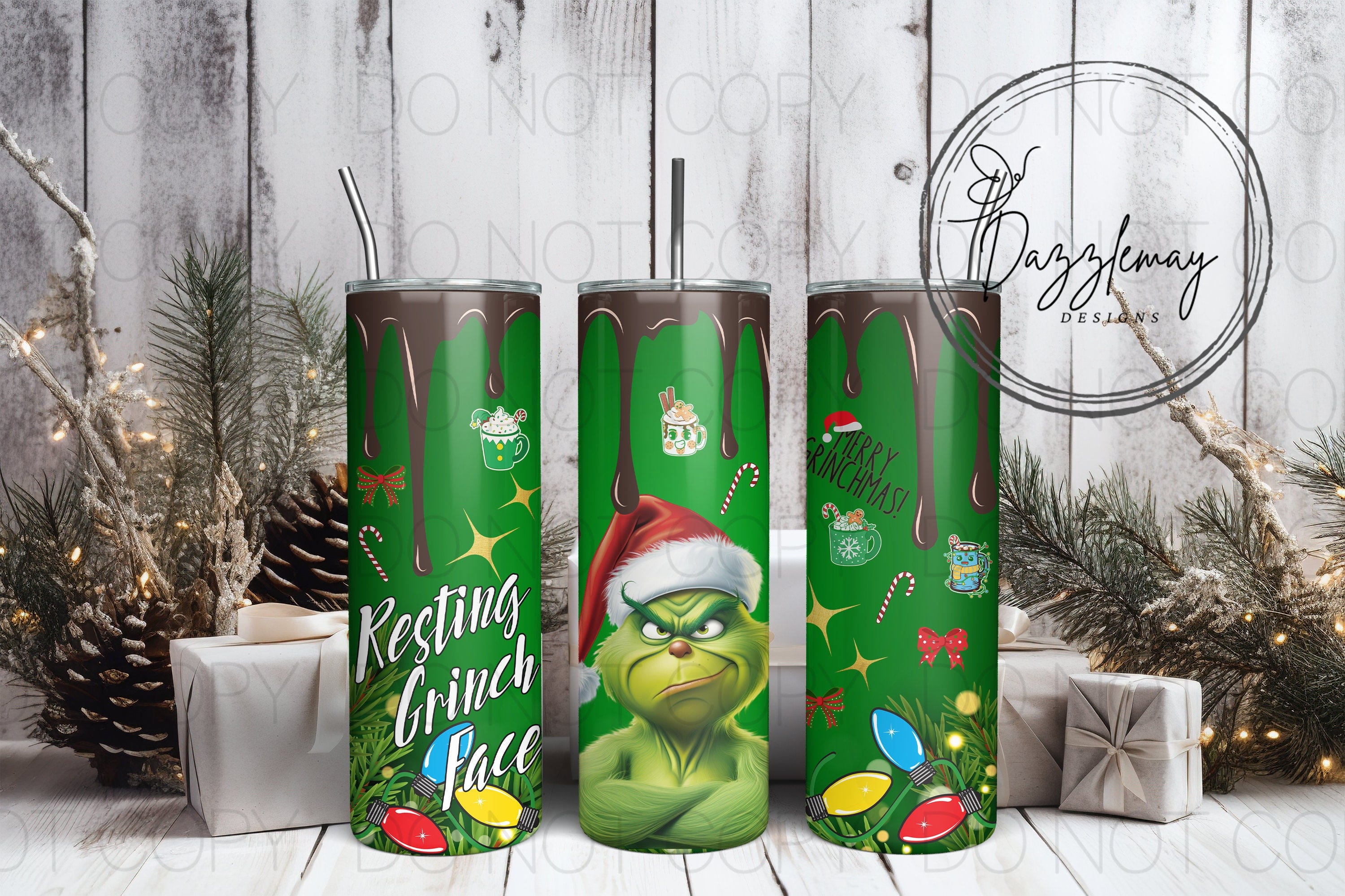 Resting Grinch Face 20oz Skinny Tumbler Sublimation Design, 20oz Tumbler PNG Sublimation Design PNG, Digital Download Design, Grinch Tumbler