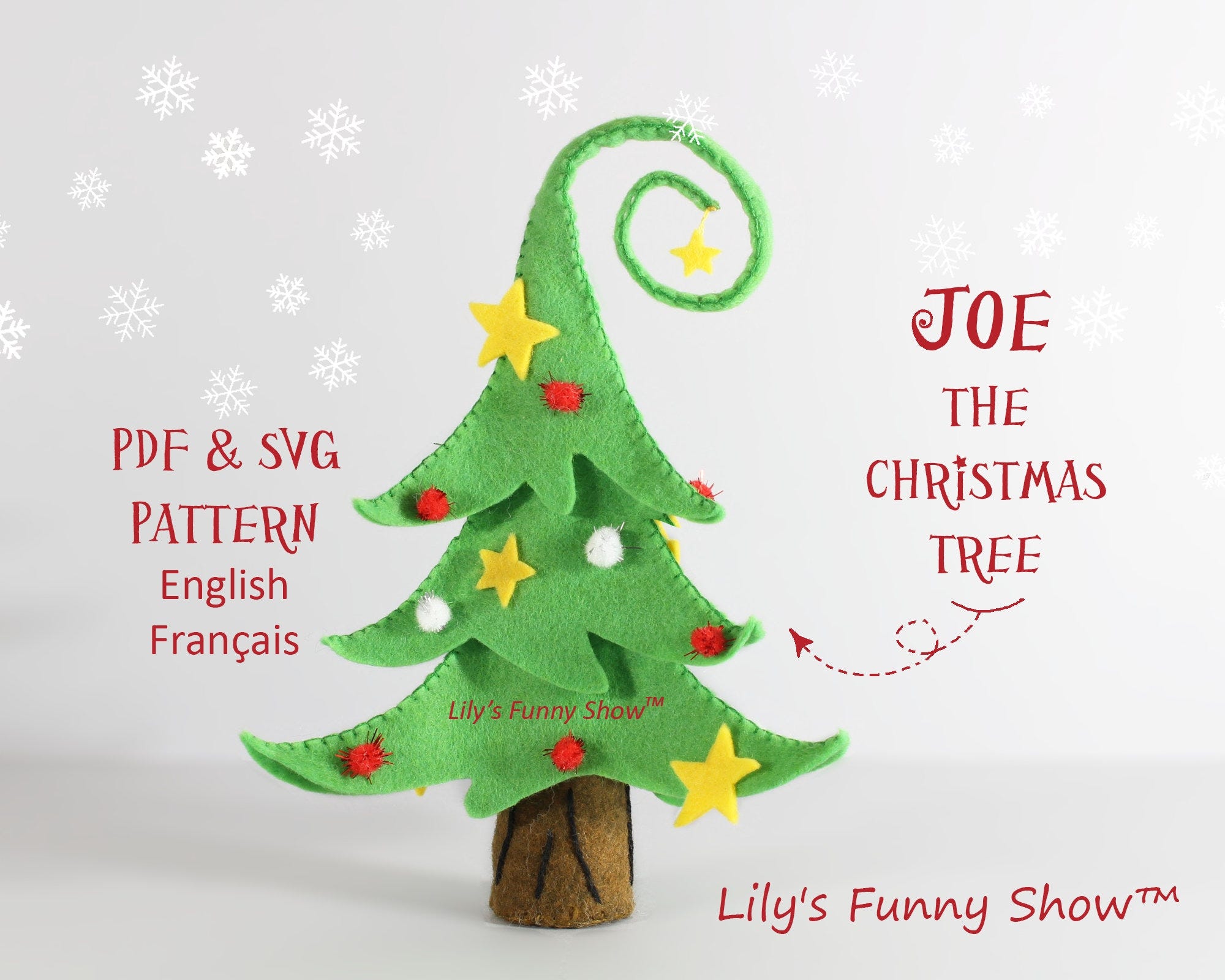 Felt Christmas Tree-PDF Pattern & SVG-Plush sewing pattern-Christmas Ornament