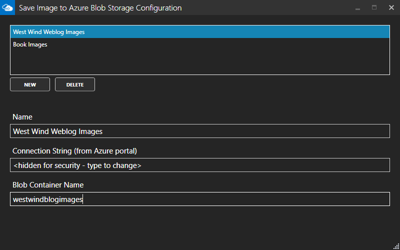 Azure Connection Configuration