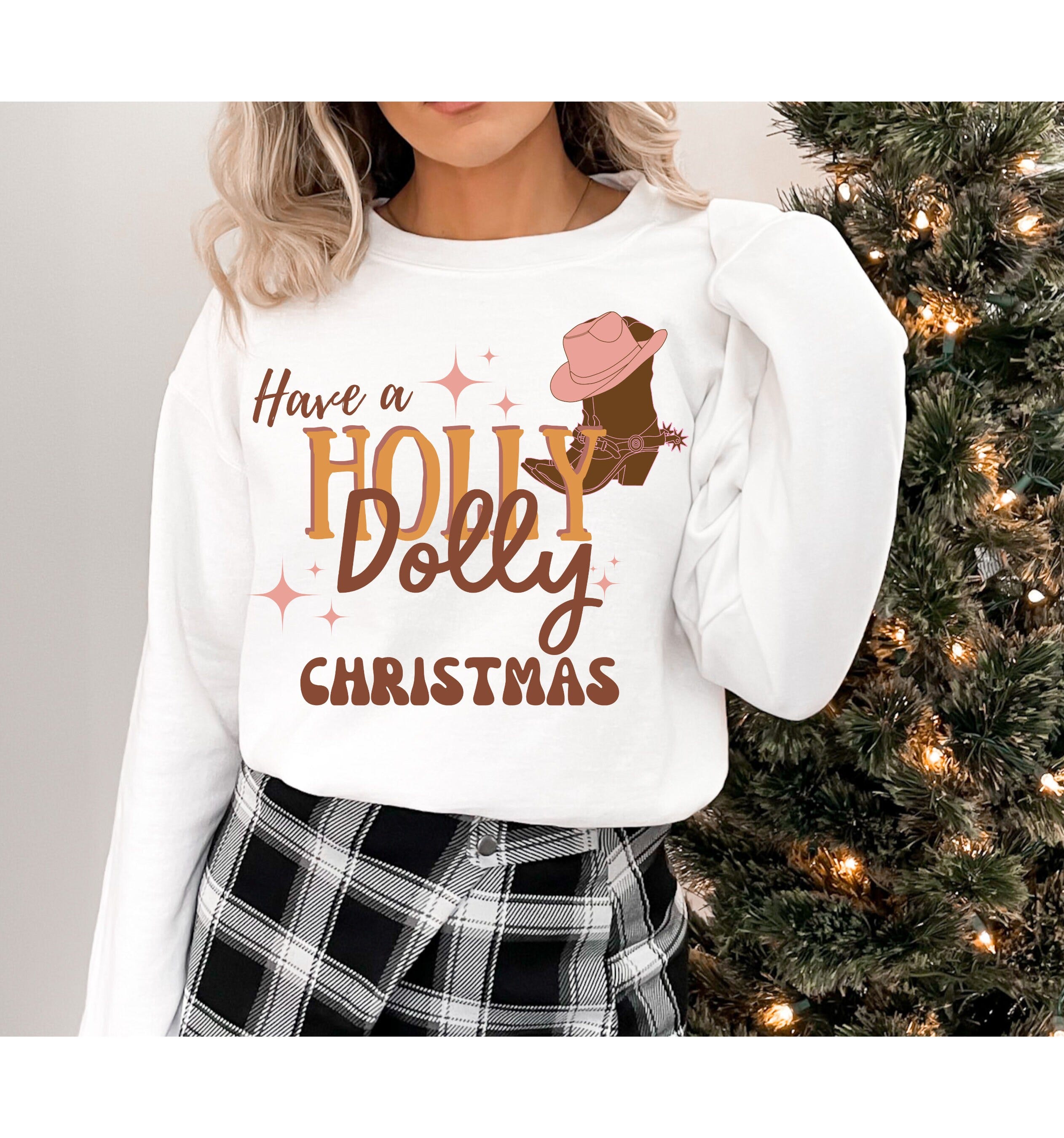 Holly Dolly Retro Christmas SVG, Christmas Shirt Svg, Farmhouse Christmas, Christmas Tree Svg, Christmas Svg, Cowgirl christmas svg file.