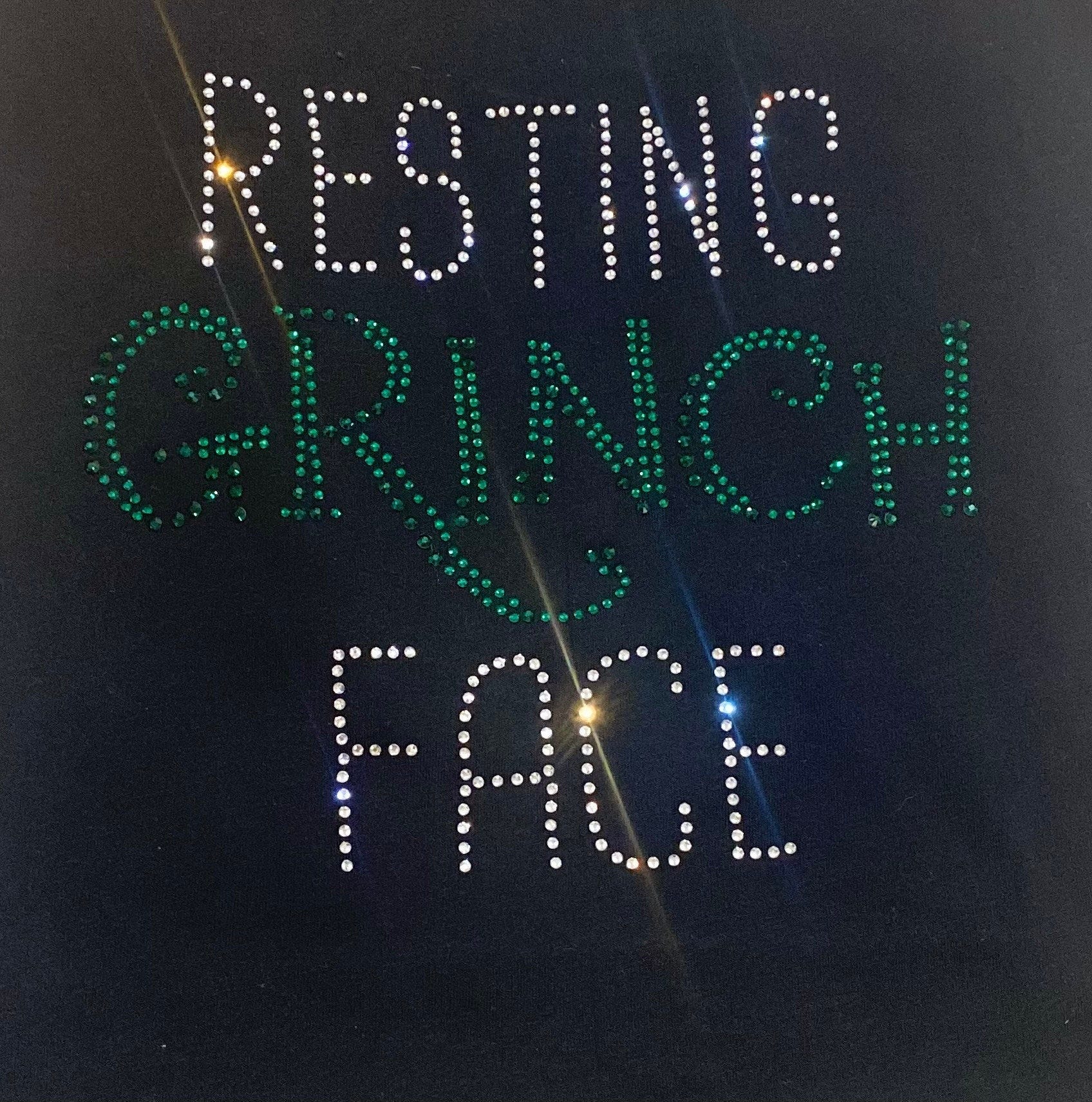 Christmas Rhinestone Transfer, Grinch T-shirt transfer, Resting Grinch Face transfer